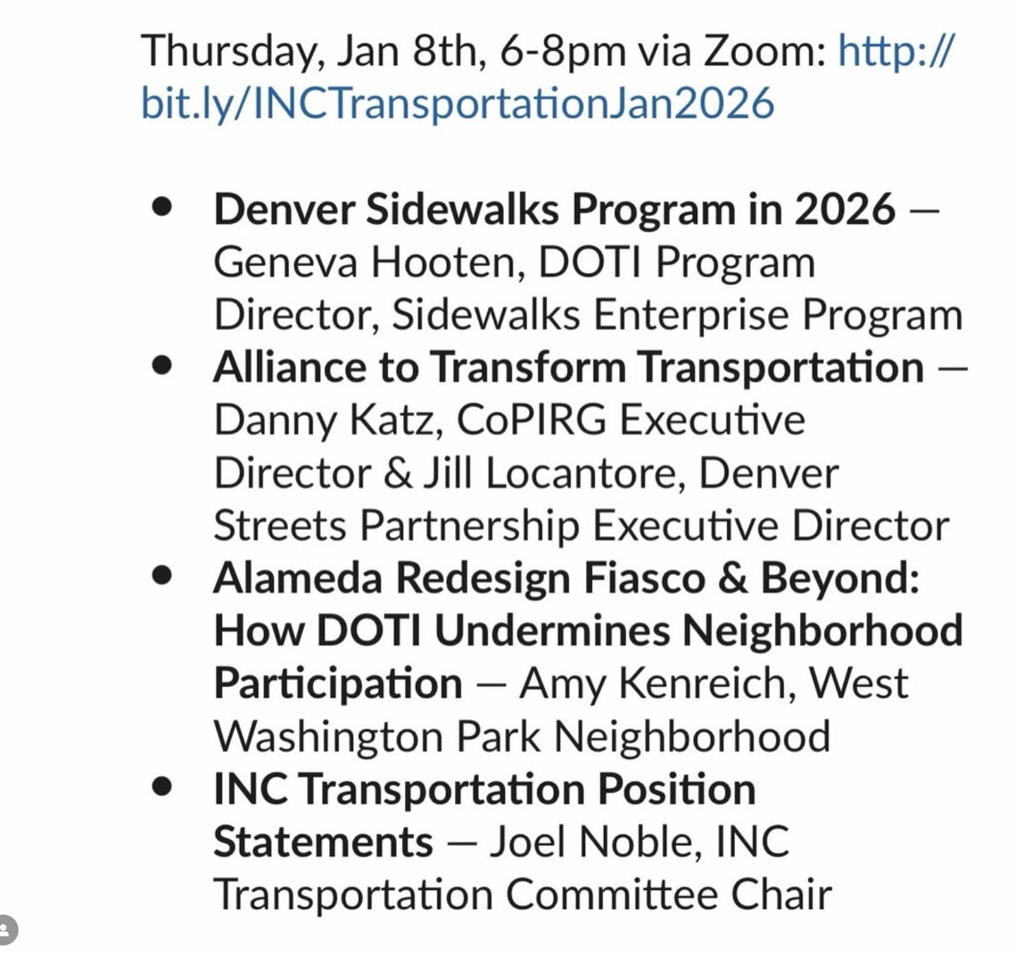 INC: Traffic &amp; Mobility Committee Meeting