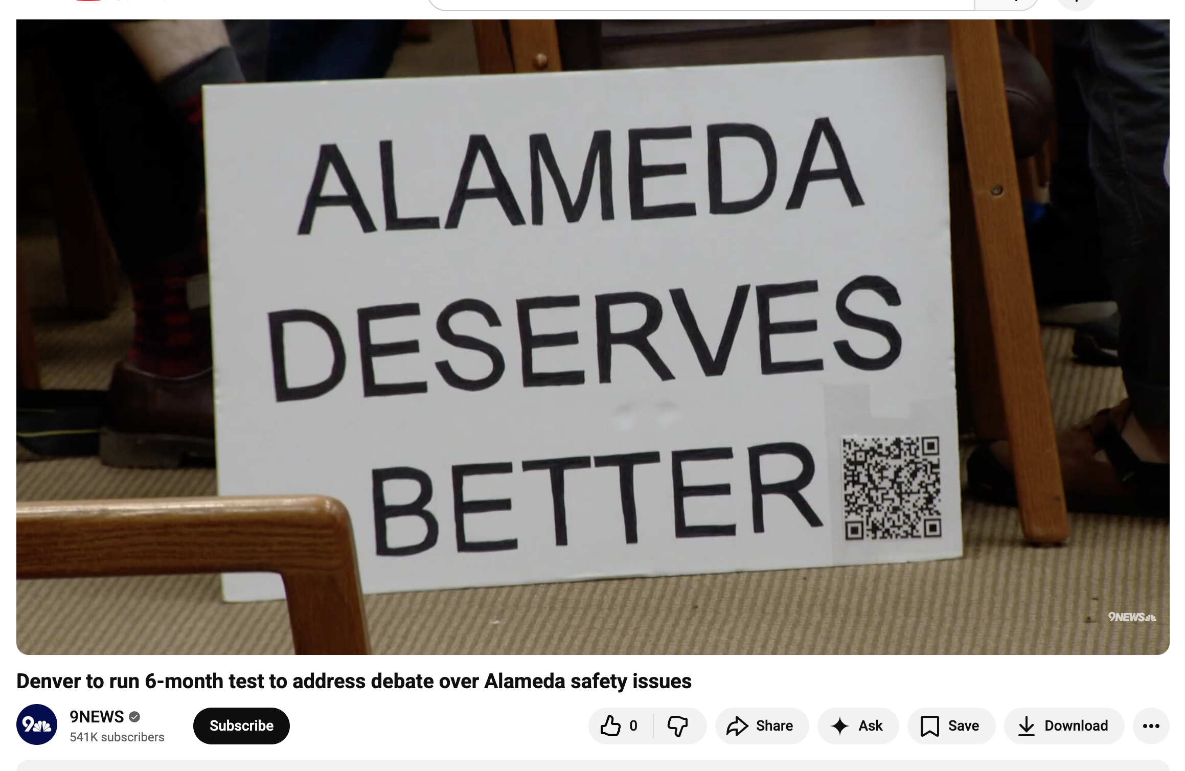 Screenshot of Denver to run 6-month test to address debate over Alameda safety issues