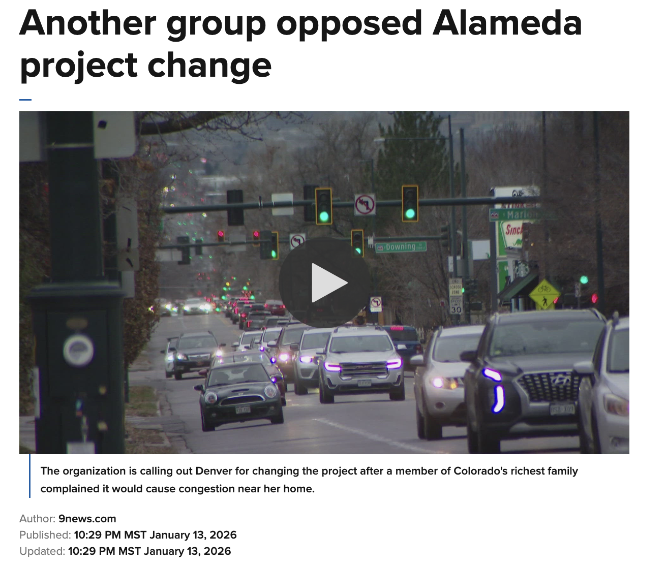 Screenshot of Another group opposed Alameda project change