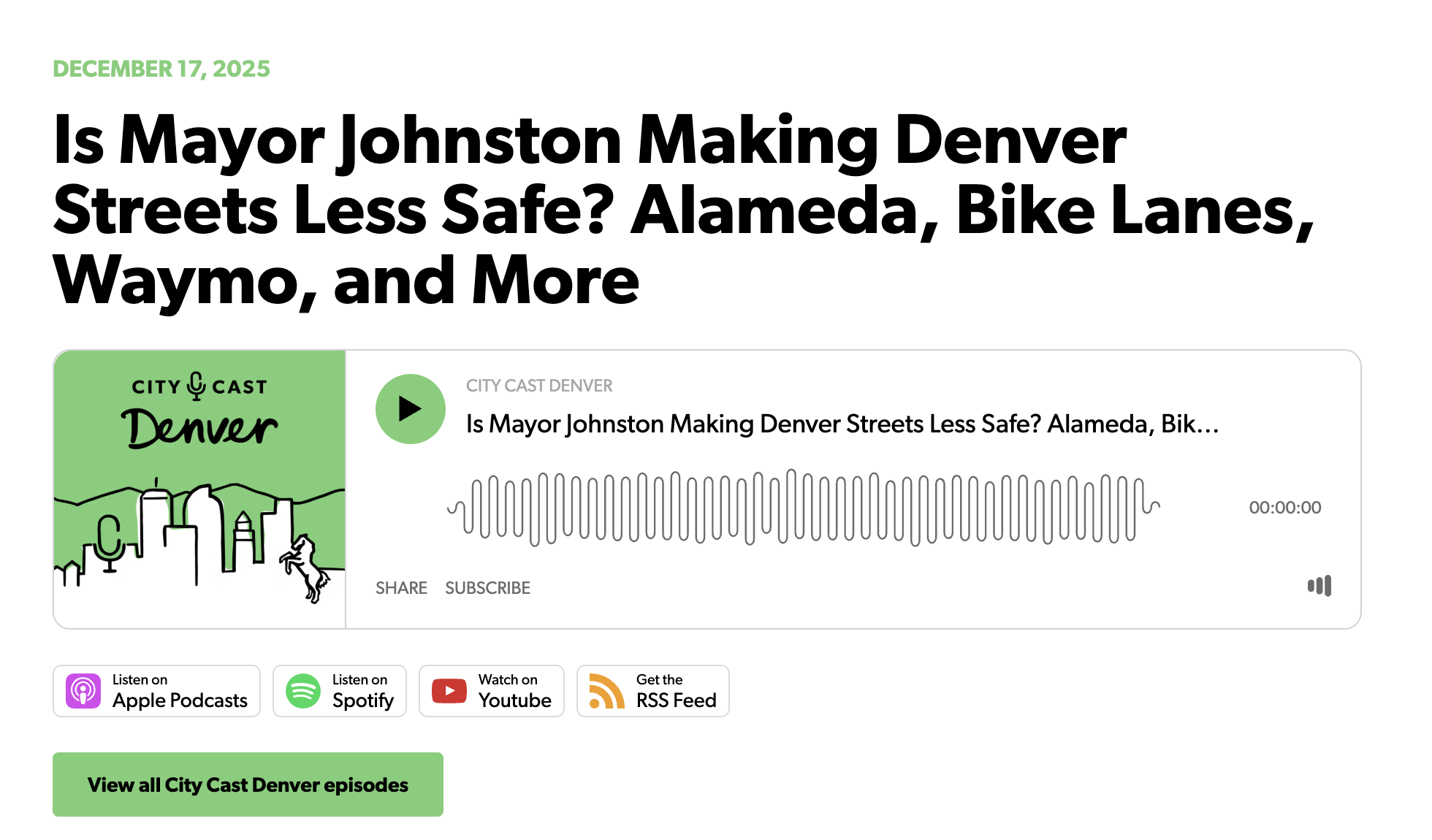 Screenshot of Is Mayor Johnston Making Denver Streets Less Safe? Alameda, Bike Lanes, Waymo, and More