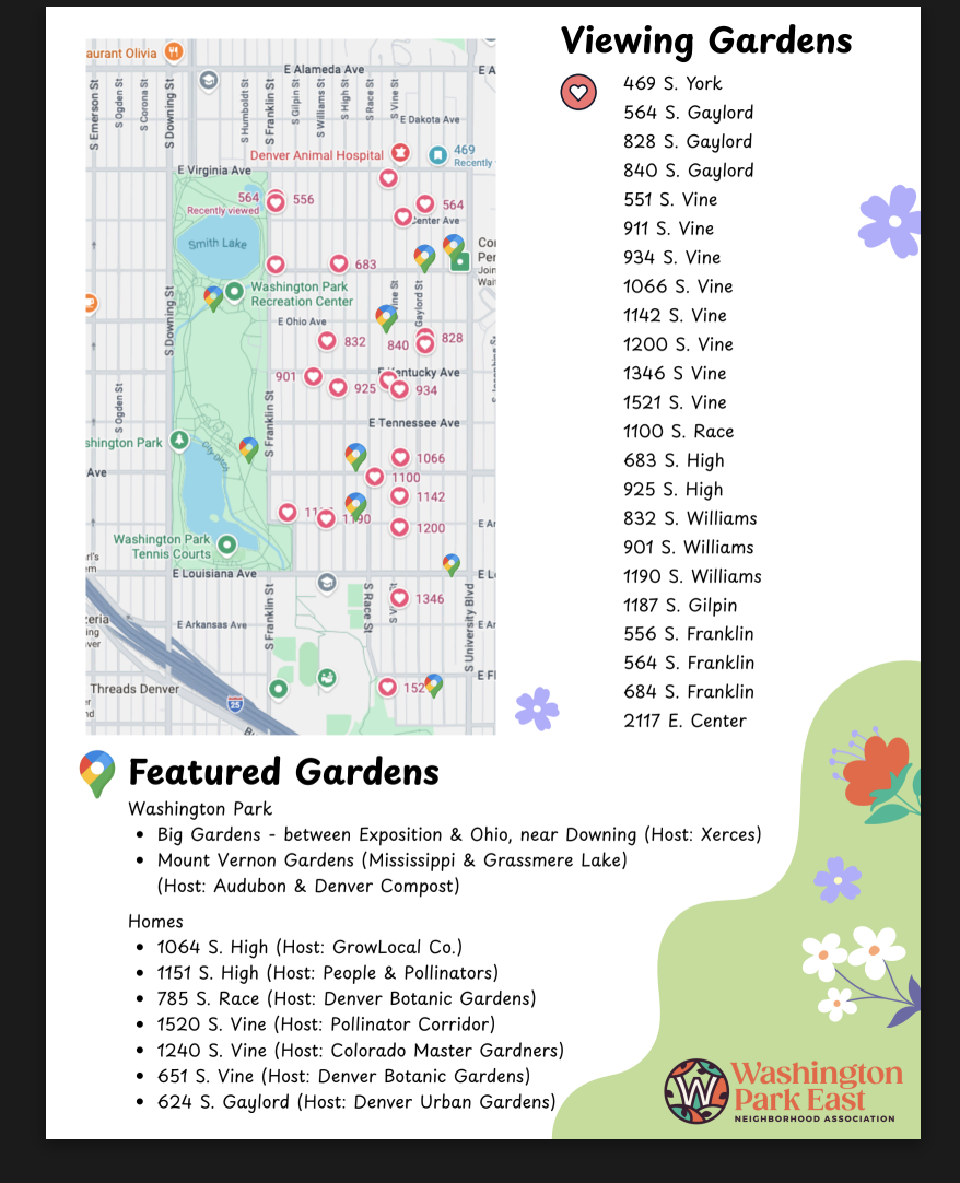 Map of WPENA Garden Tour