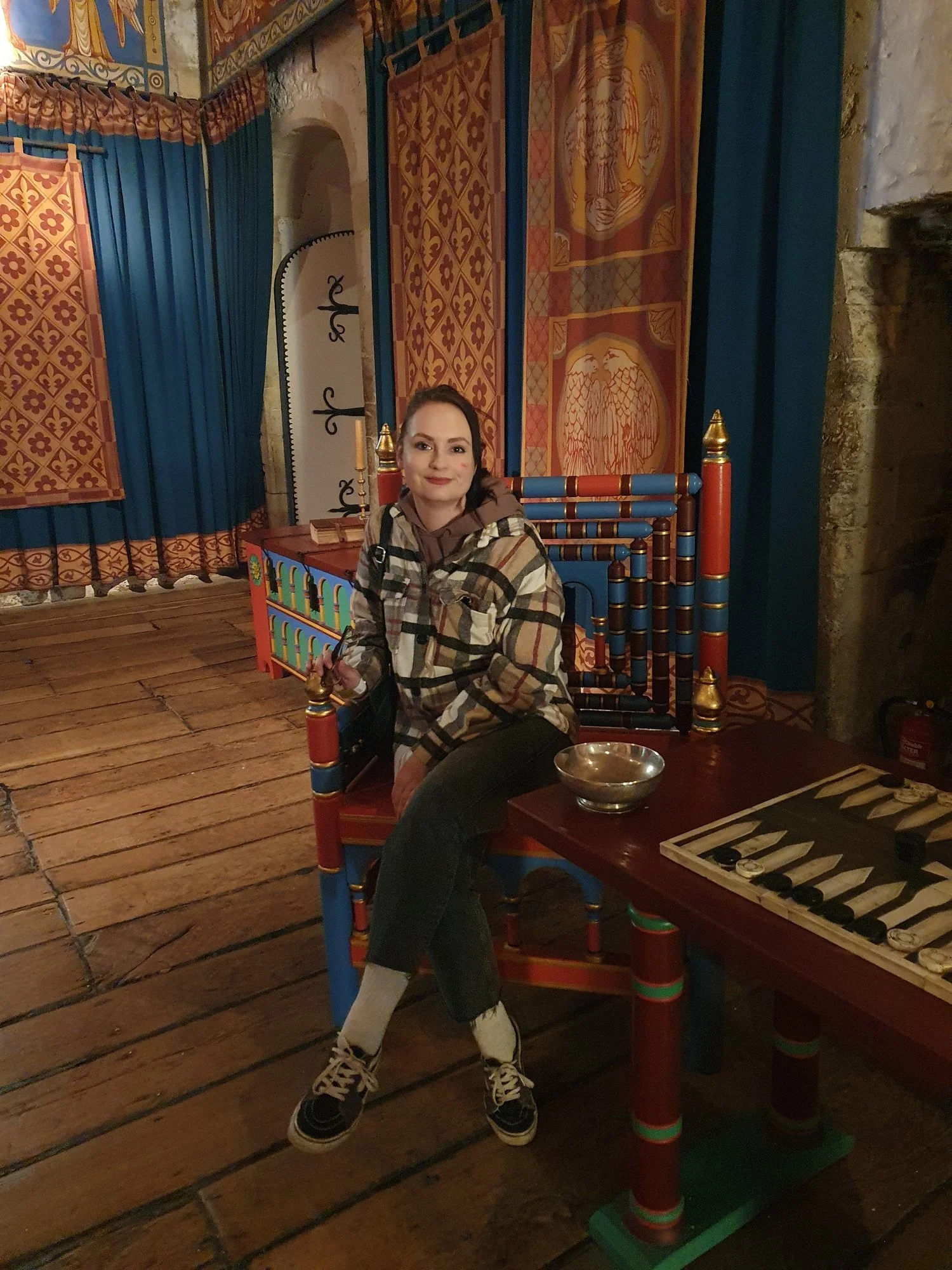 Amy sitting royally in the King's Hall