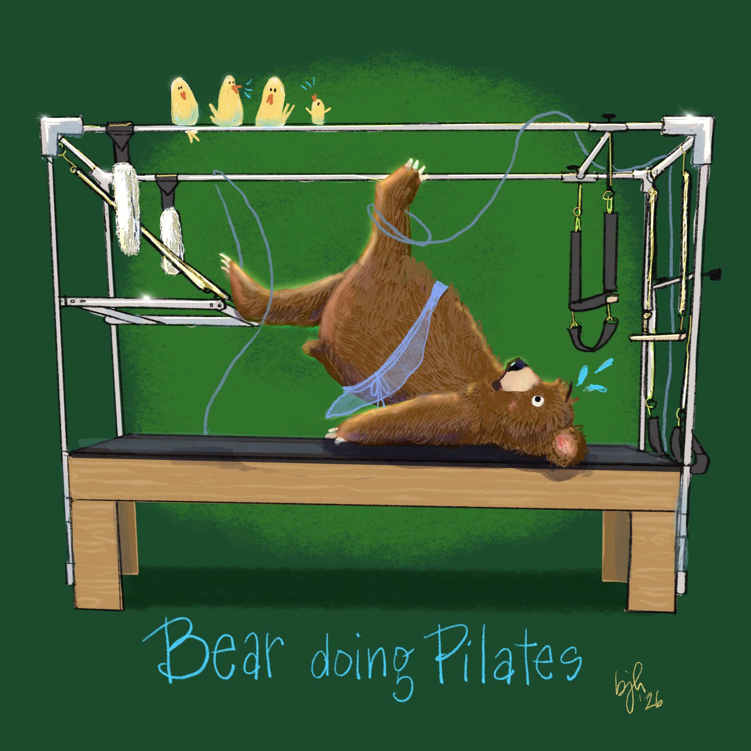 "Bear doing Pilates"
