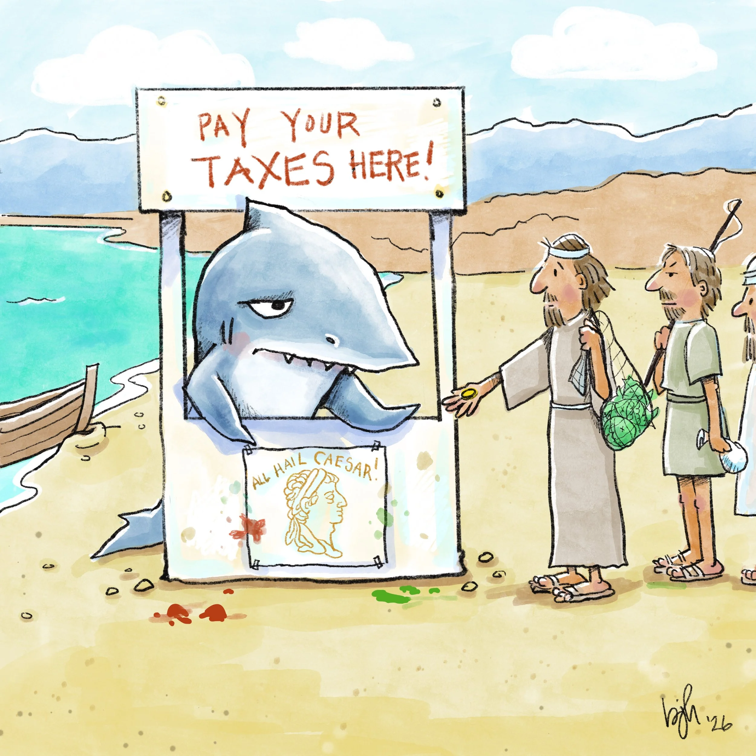 "Shark collecting taxes"