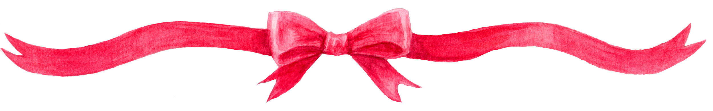 Red watercolor ribbon with bow