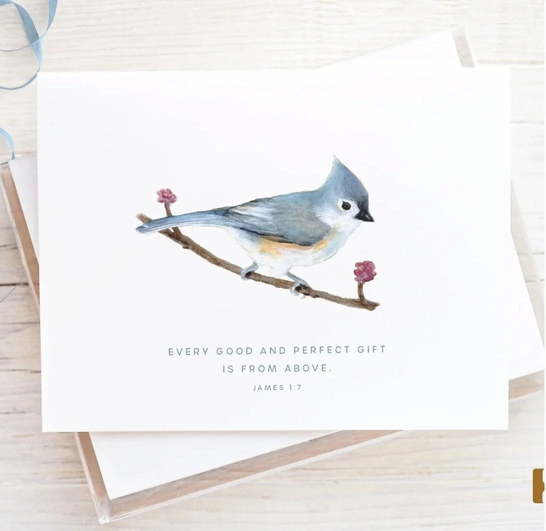 Continuing my little watercolors of songbirds, I finished this little Tufted Titmouse card this afternoon (I posted a Reel in my stories today showing a little bit of me painting). It&rsquo;s available in my website shop now! I realized I never made 