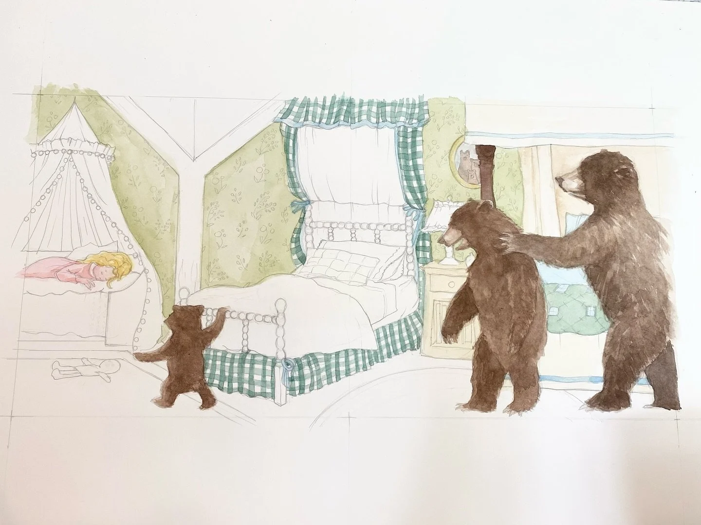 I know you guys like to see the stages of painting! Sometimes things don&rsquo;t look great before they&rsquo;re finished but I&rsquo;m sharing anyways. I like to see process too! It&rsquo;s been fun painting bears&hellip; I think this is the first t