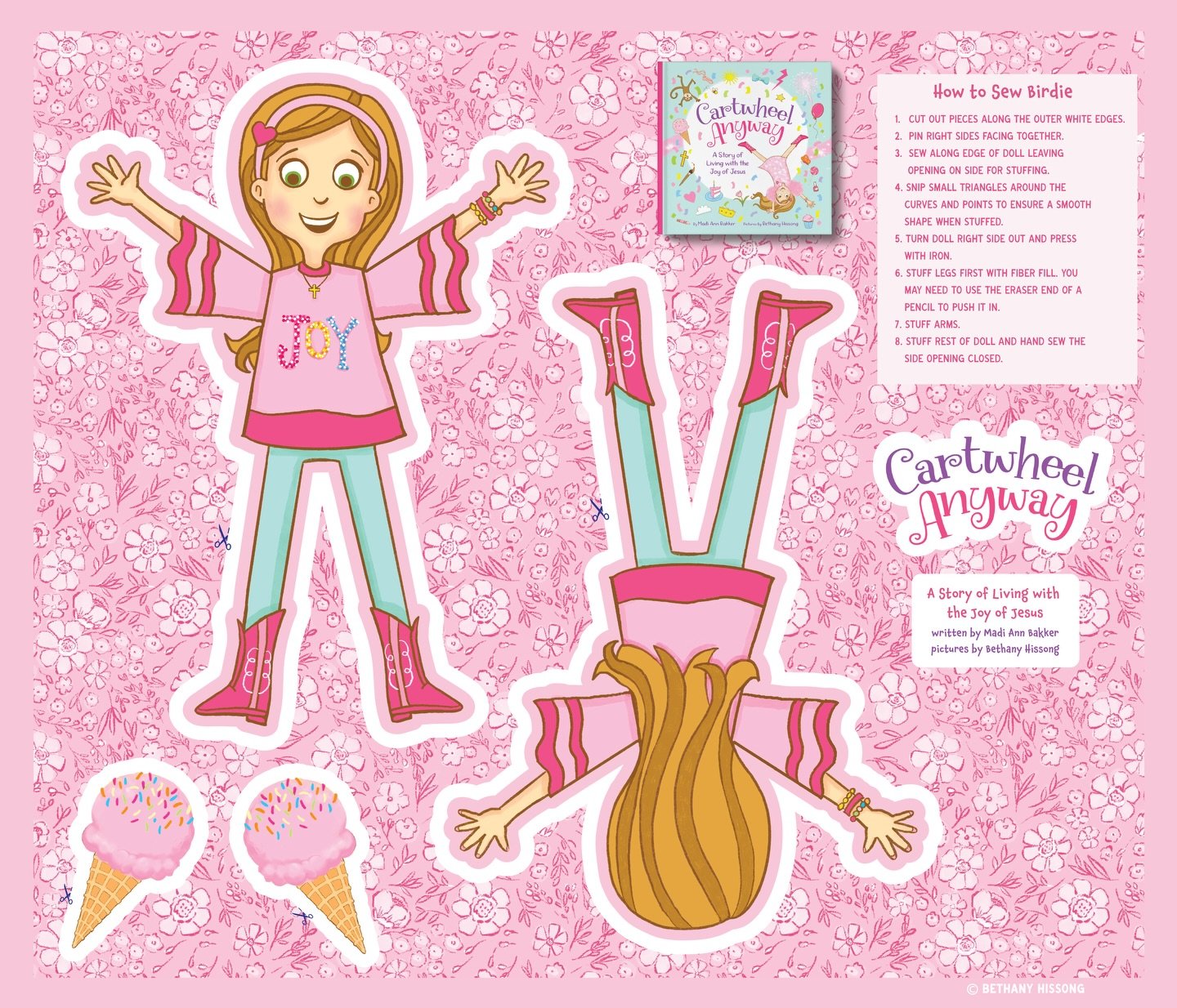 I did a little side project for fun! I love dolls and especially handmade ones. I started back in fourth grade with the cat which I figured out on my own using scrap fabric, a marker and my mom&rsquo;s sewing machine. This one is in my Spoonflower Sh