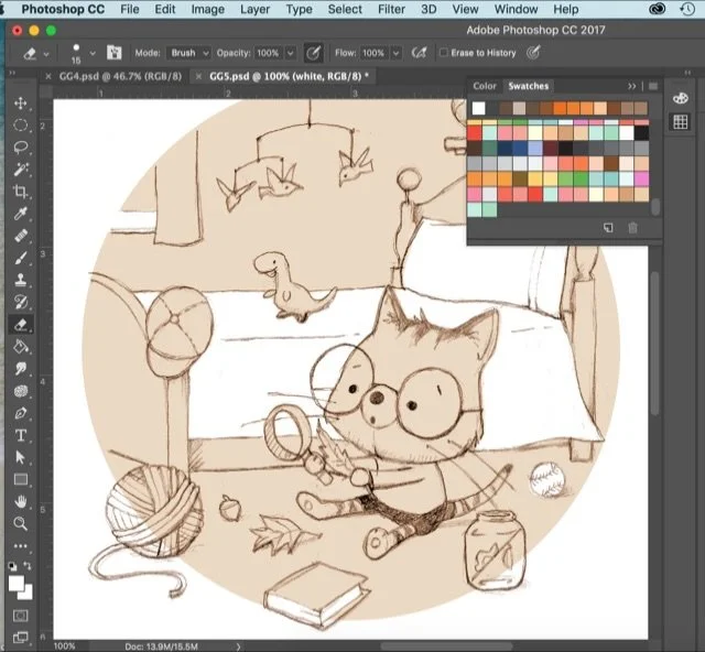 Throwback to when I was learning how to illustrate children&rsquo;s books and I would upload my scanned drawings into Photoshop to color them! This was prior to Procreate existing. The Wacom pad was my friend. I&rsquo;ve considered going back to a la