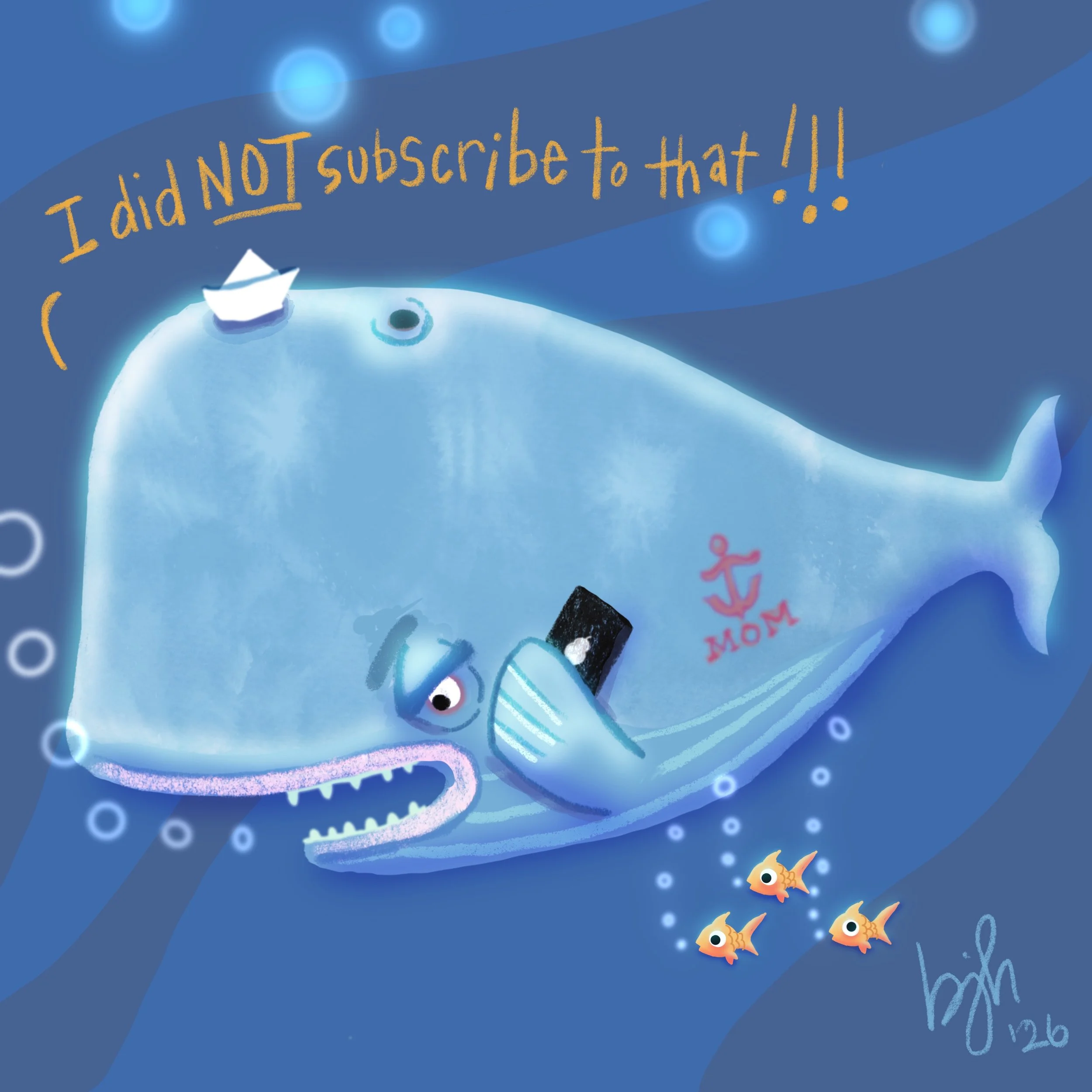 "Whale arguing on the phone"