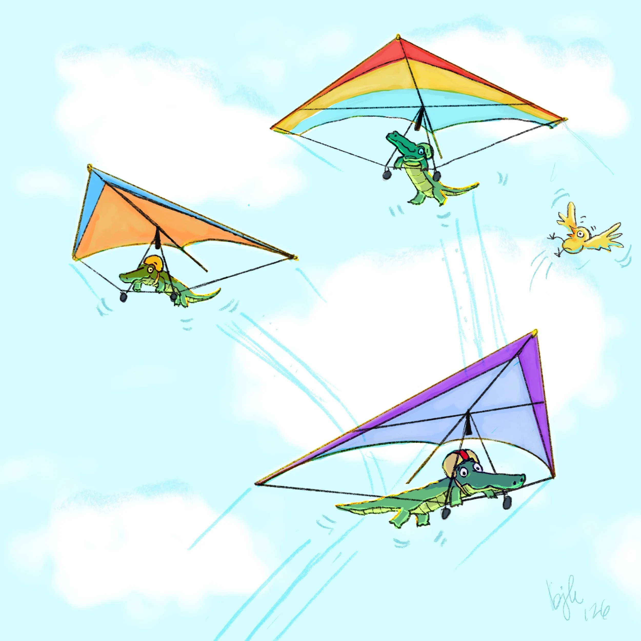 "Alligators Hang gliding"