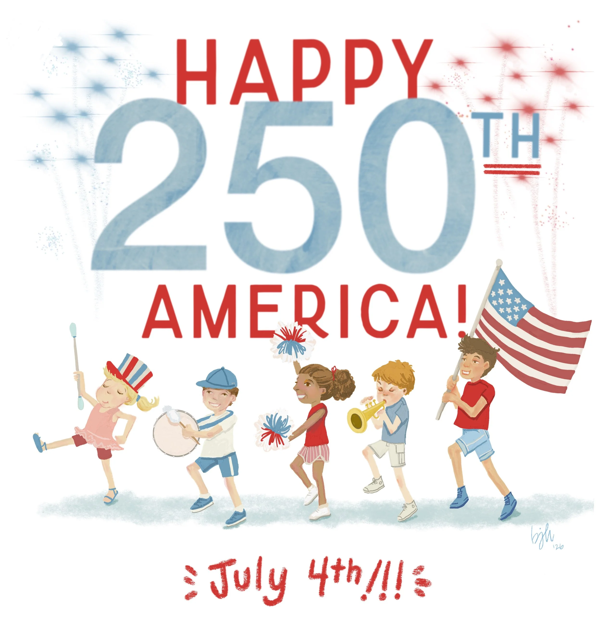 250th Fourth of July Celebration Illustration