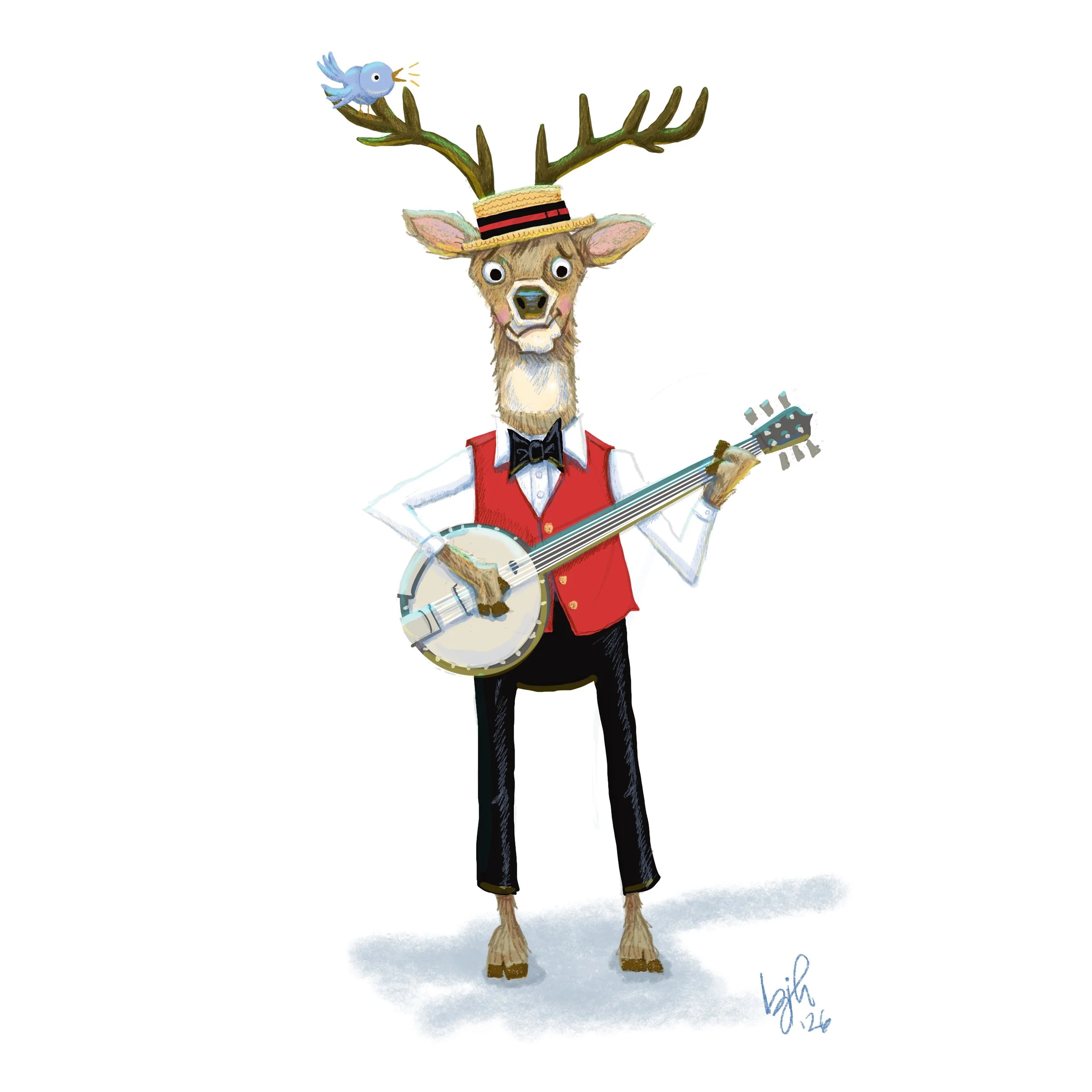 "Deer playing banjo"