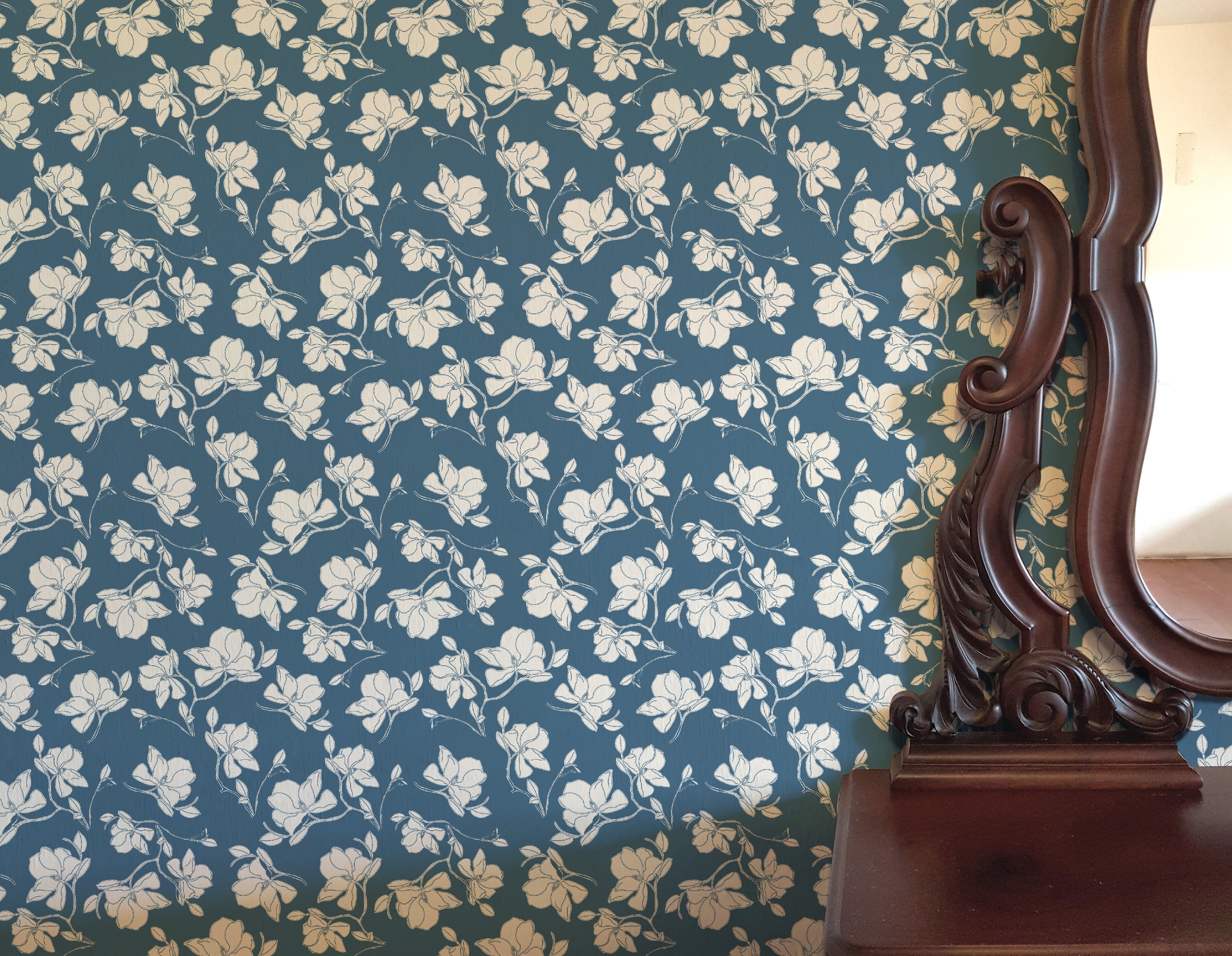 Magnolia Calico Wallpaper Aline Bea.jpg