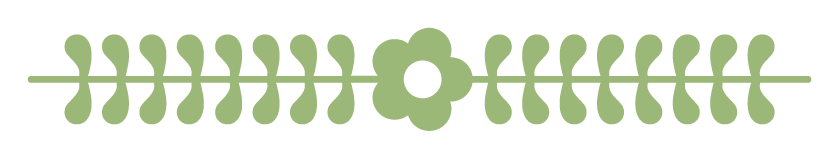 Elegant green decorative border with a central floral motif and symmetrical leaf patterns on either side.