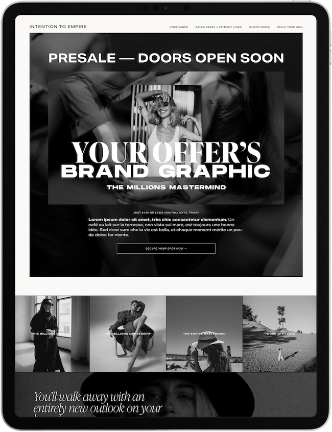 Squarespace Website Templates for Entrepreneurs and Agencies Premium Online Business Framework Coaches Creatives Creators High Ticket Services Passive Income Coaching Business Design Luxury 7-Figure OG Presale Preview.png