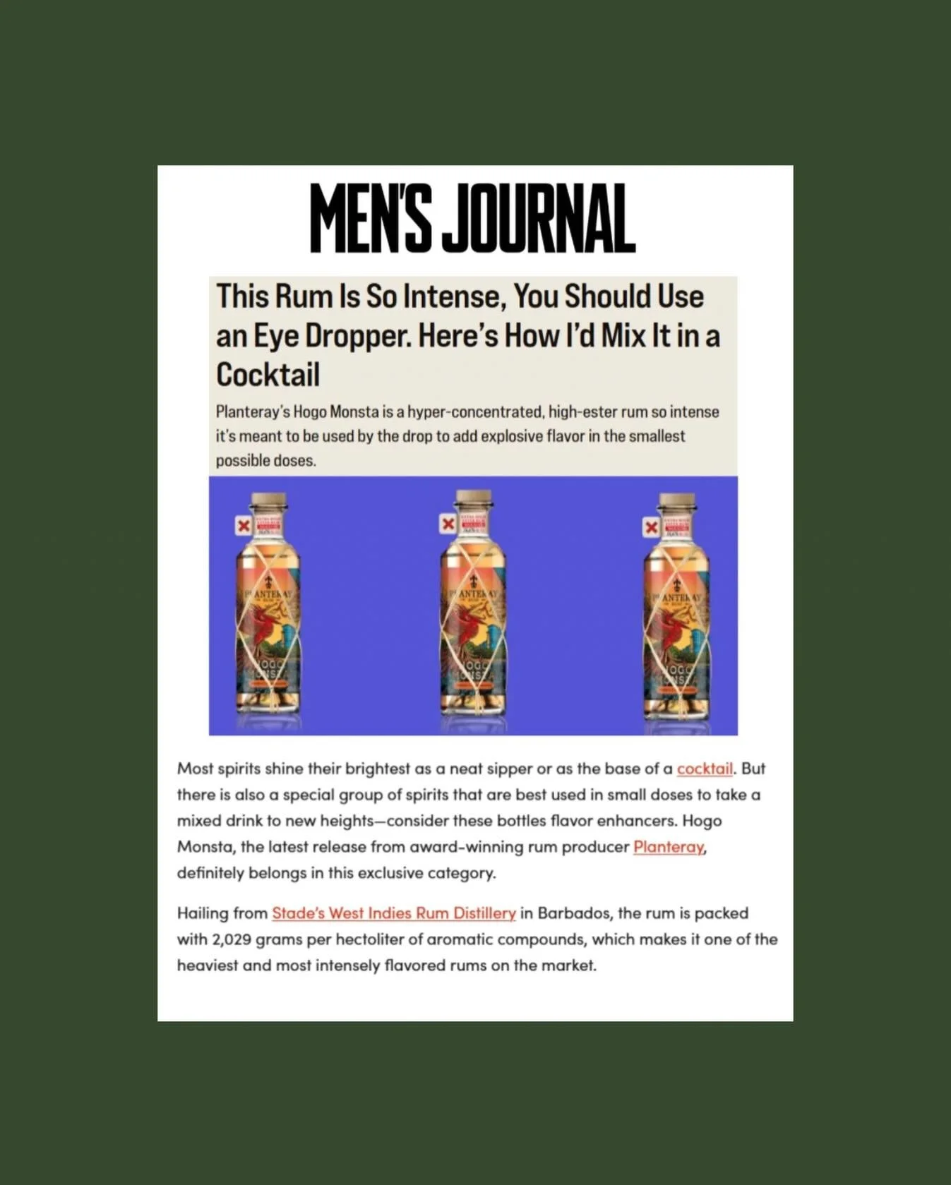 Meet Hogo Monsta, @planterayrum&rsquo;s sensory uprising from @stadesrumdistillery! 

✍️ @dr.yolohashtag