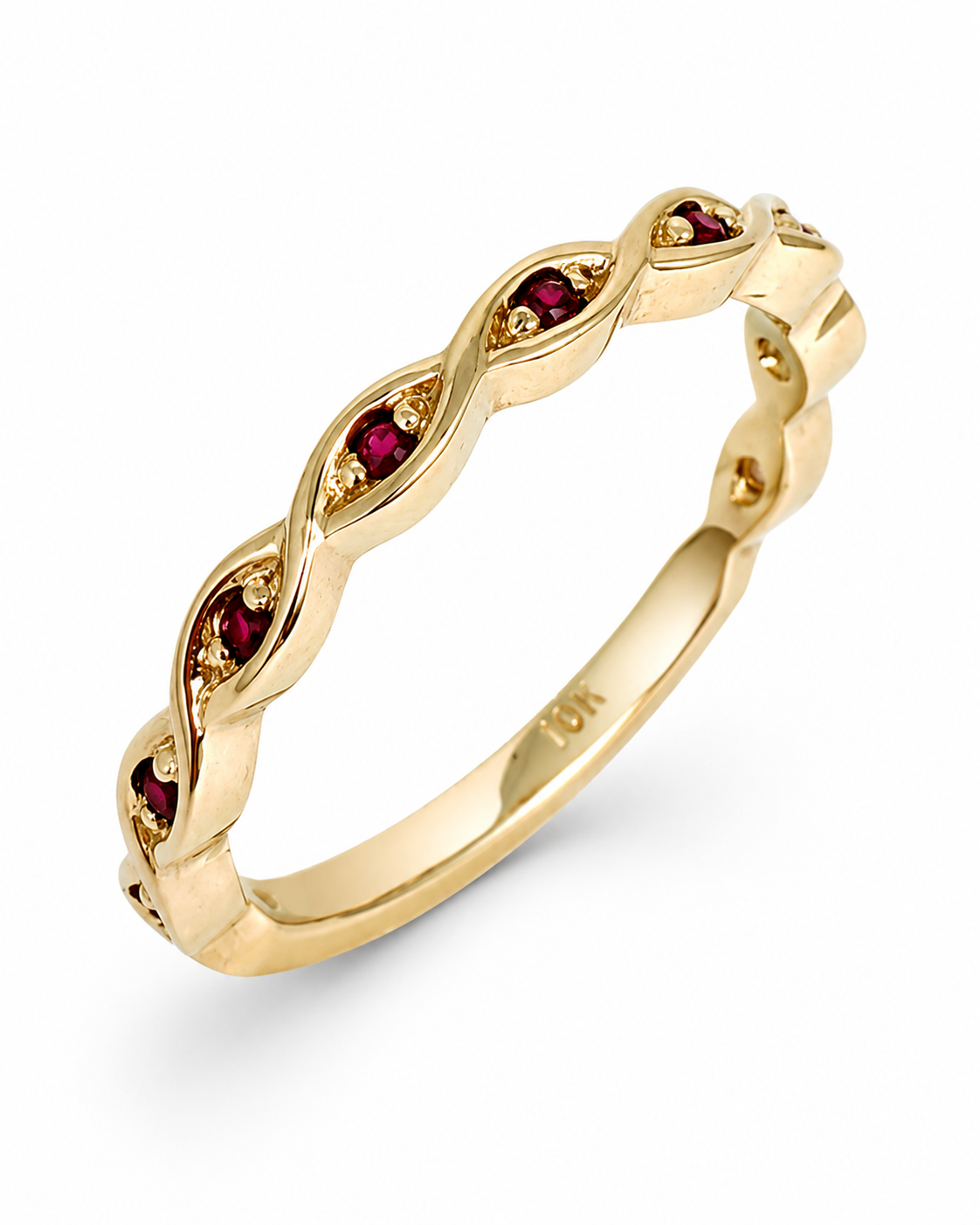 10 Yellow Gold Twisted Ruby Ring