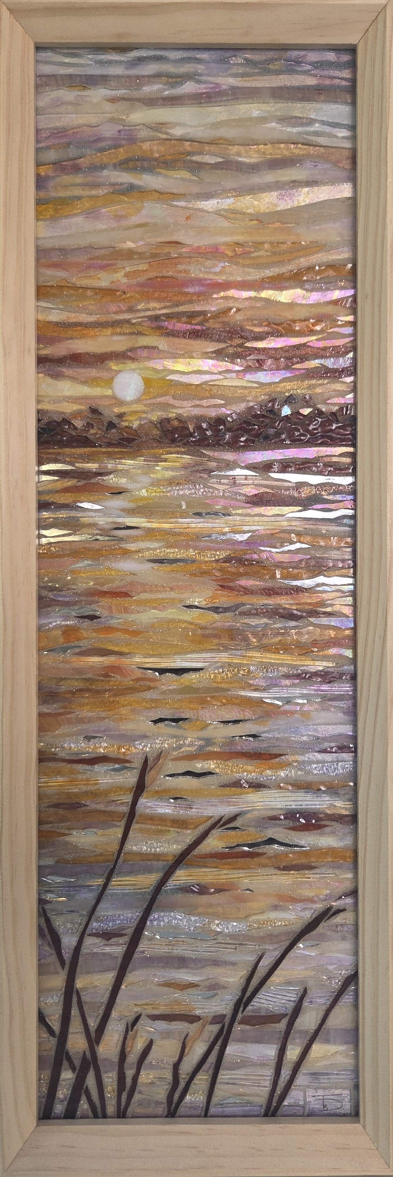 SOLD - Tess Blum - Whispers on the Marsh - Glass Mosaic - 8” x 24” - tessmarieblum@gmail.com
