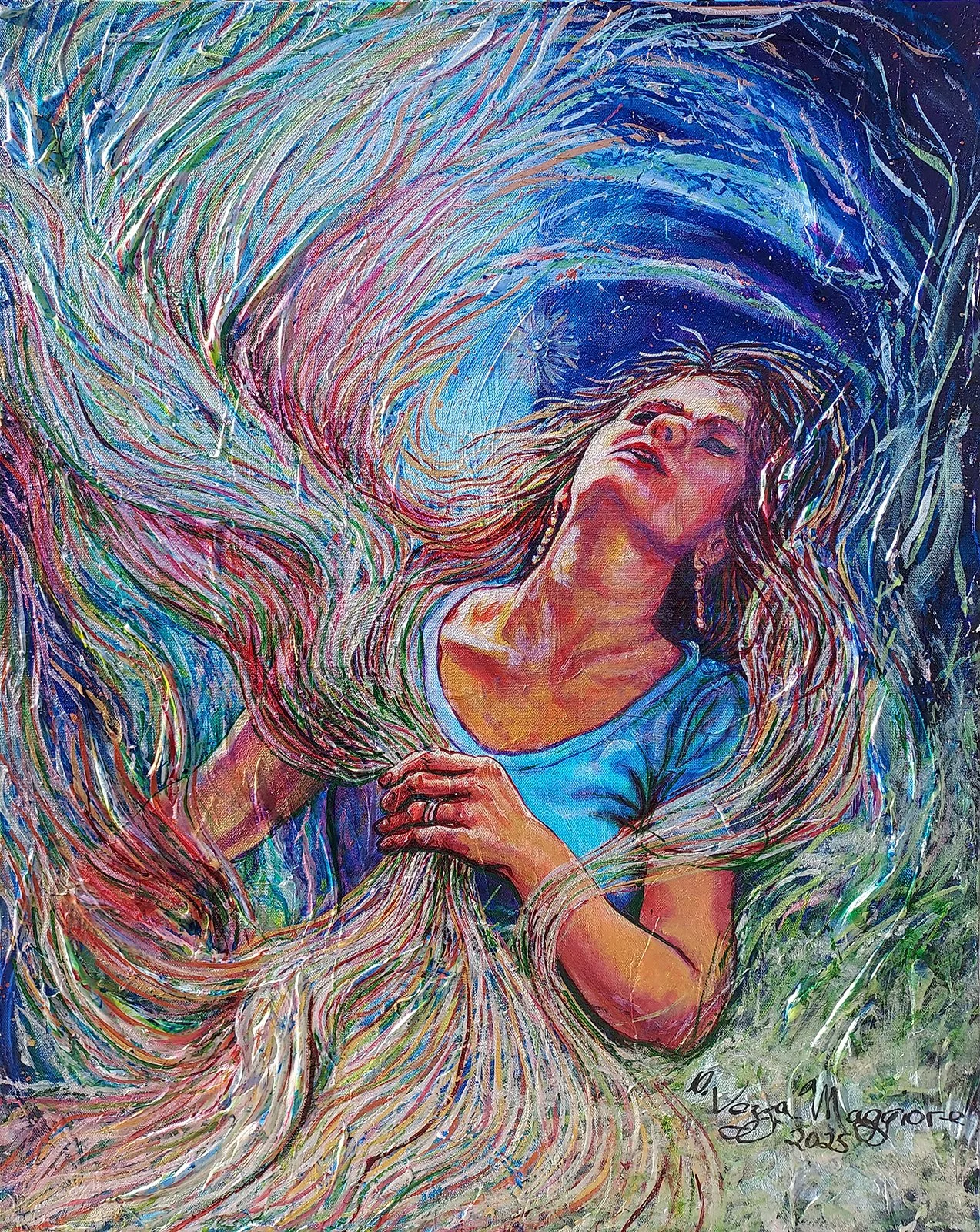 Denise Vezza Maggiore- Acrylic Mediums and Colors- 24"x30"- "Manifestation: Indwelling Spirit"- $10000