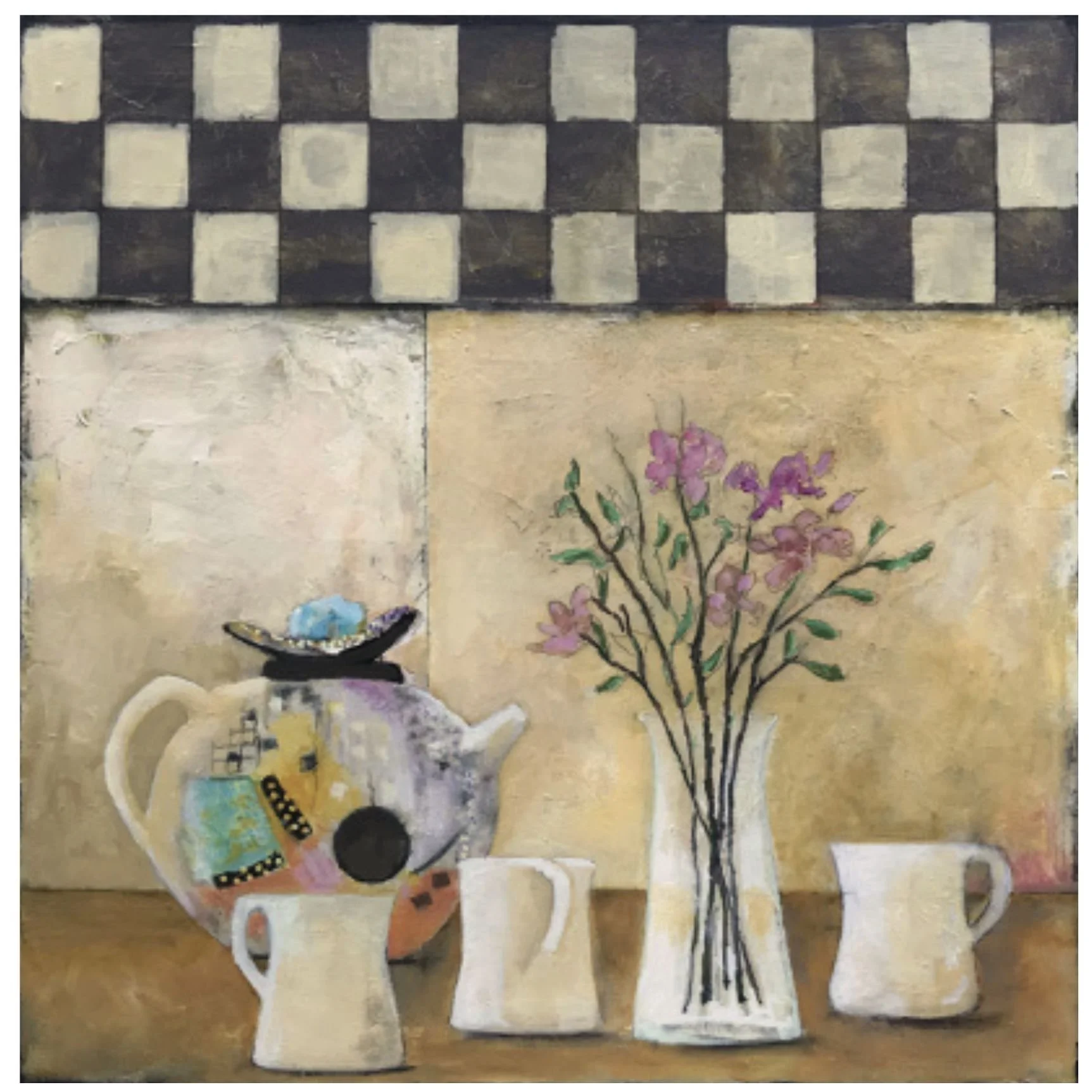 Three for Tea; Keri Ippolito; Acrylic; 24"x24"; $275; keriippolito@gmail.com
