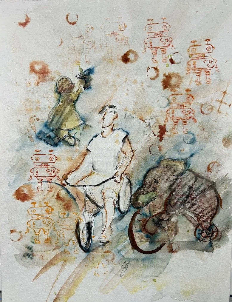 Judi Bradford- Ink, Transfers, Pencil- 10 1/2"x13 1/2"- "Everyone Belongs in the Picture"- $320 