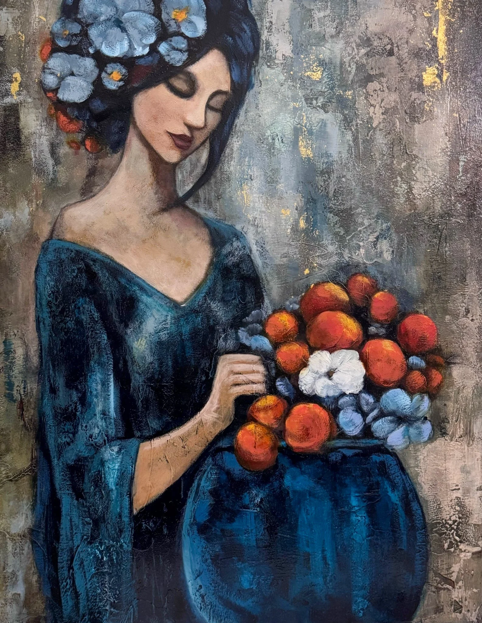 Amber Lyn - She Waits - Oil & Mixed Media - 16" x 20" -$$ 480 - artbyamberlyn@gmail.com