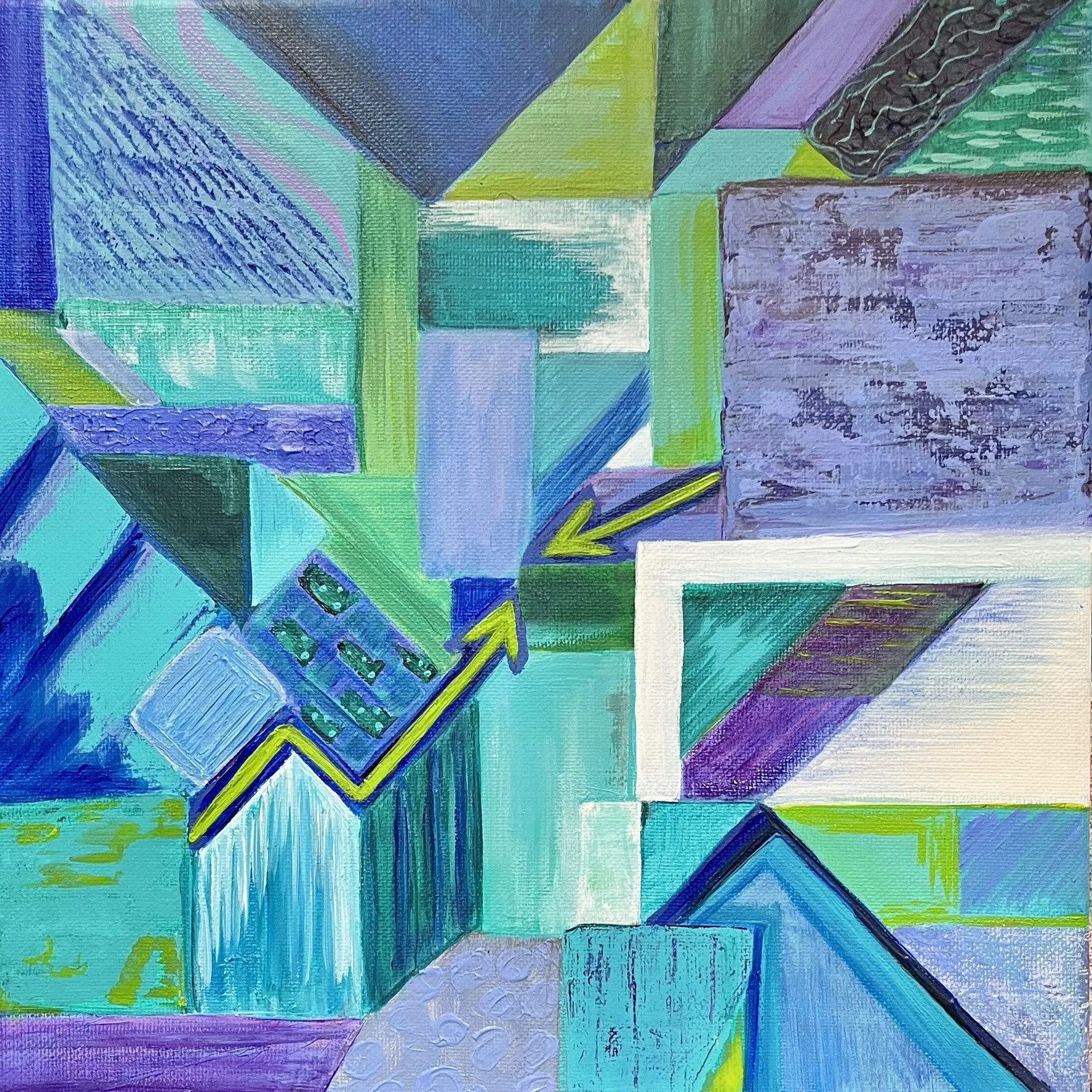 Cheryl Coxwell - Acrylic - 12"x12" - "Meet in the Middle" - $200