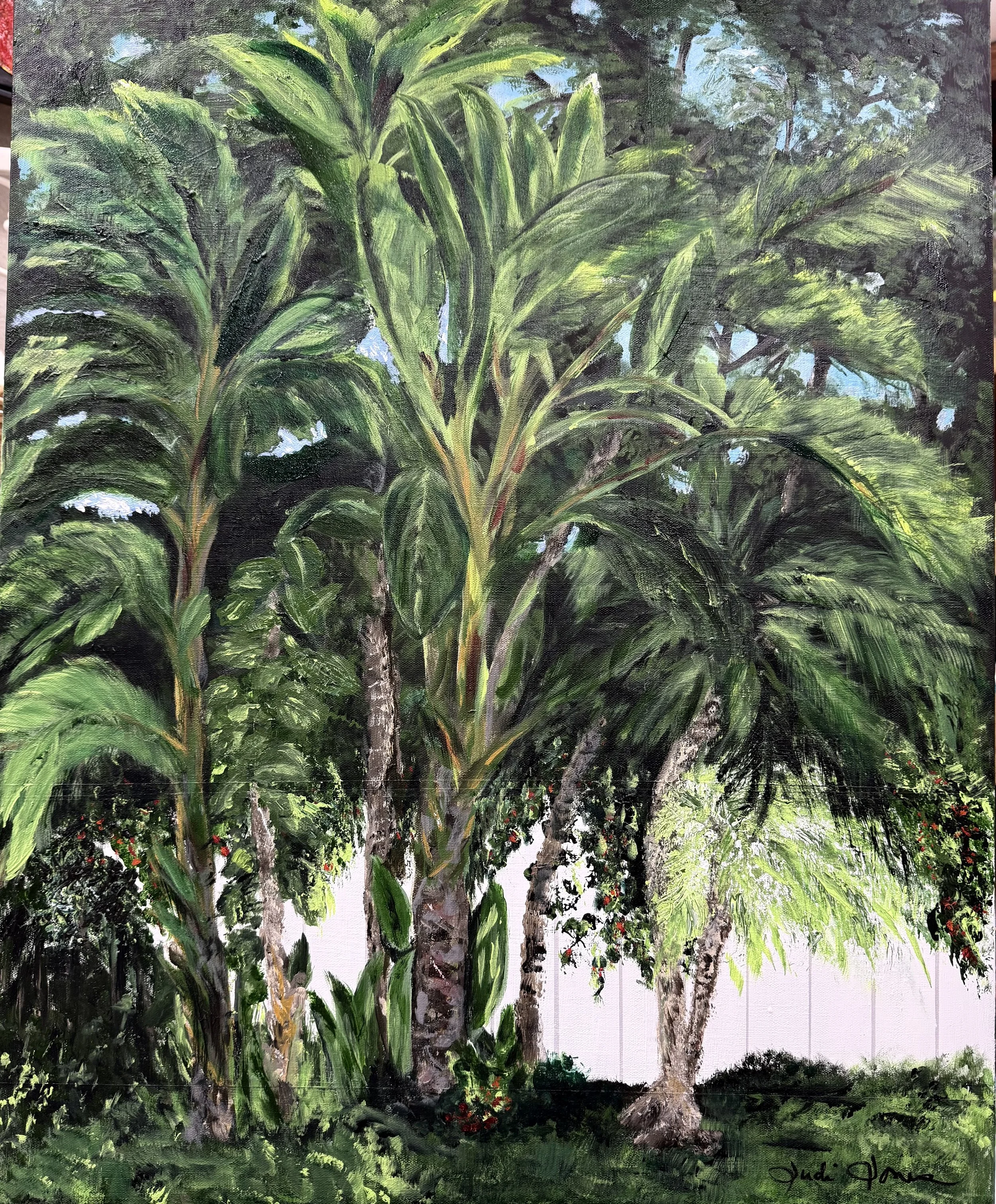 Backyard Paradise; Judi Jones; Acrylic; 24"x30"; $235; judiphillipsjones@me.com
