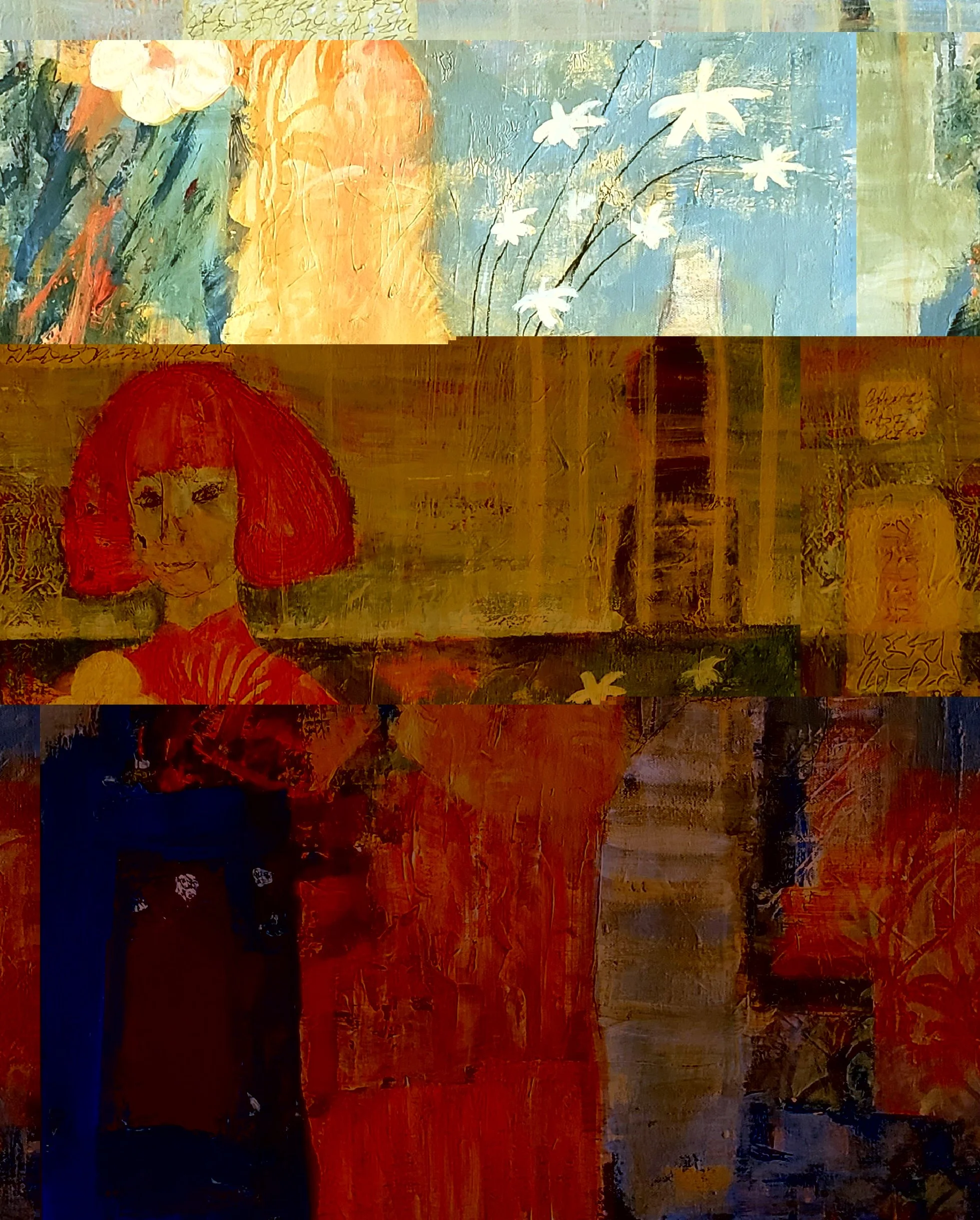 Seeing Her Way Forward, Katty Smith, Acrylic/Mixed media, 30” x 24”, $720, kattysmith@bellsouth.net