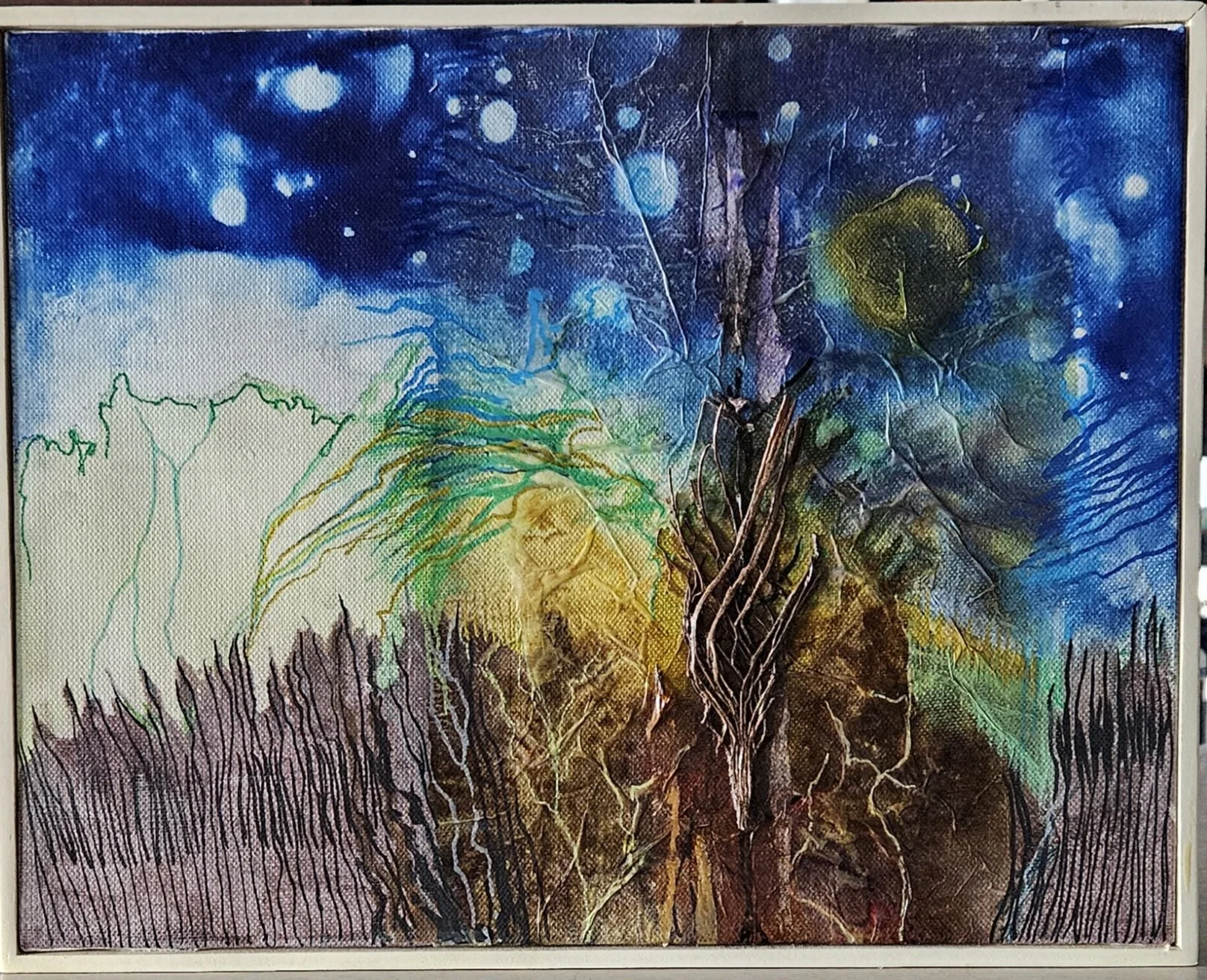 Jaye Escudero- Acrylic/Mixed- 14 ½” x 11 ½”- “To the Stars”- $250