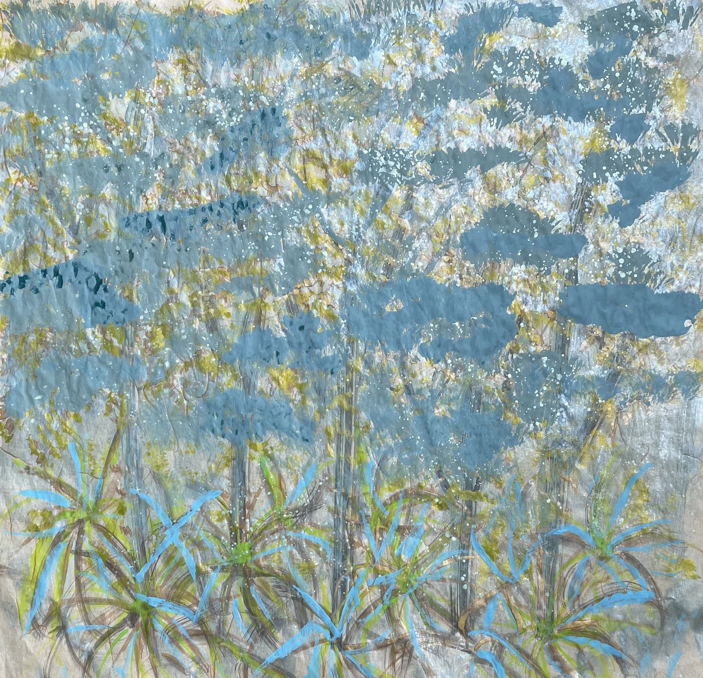 Kate Weingart- Ink on Rice Paper- 25”x21”x2”- "Cypress Breath in the Wetlands"- $750