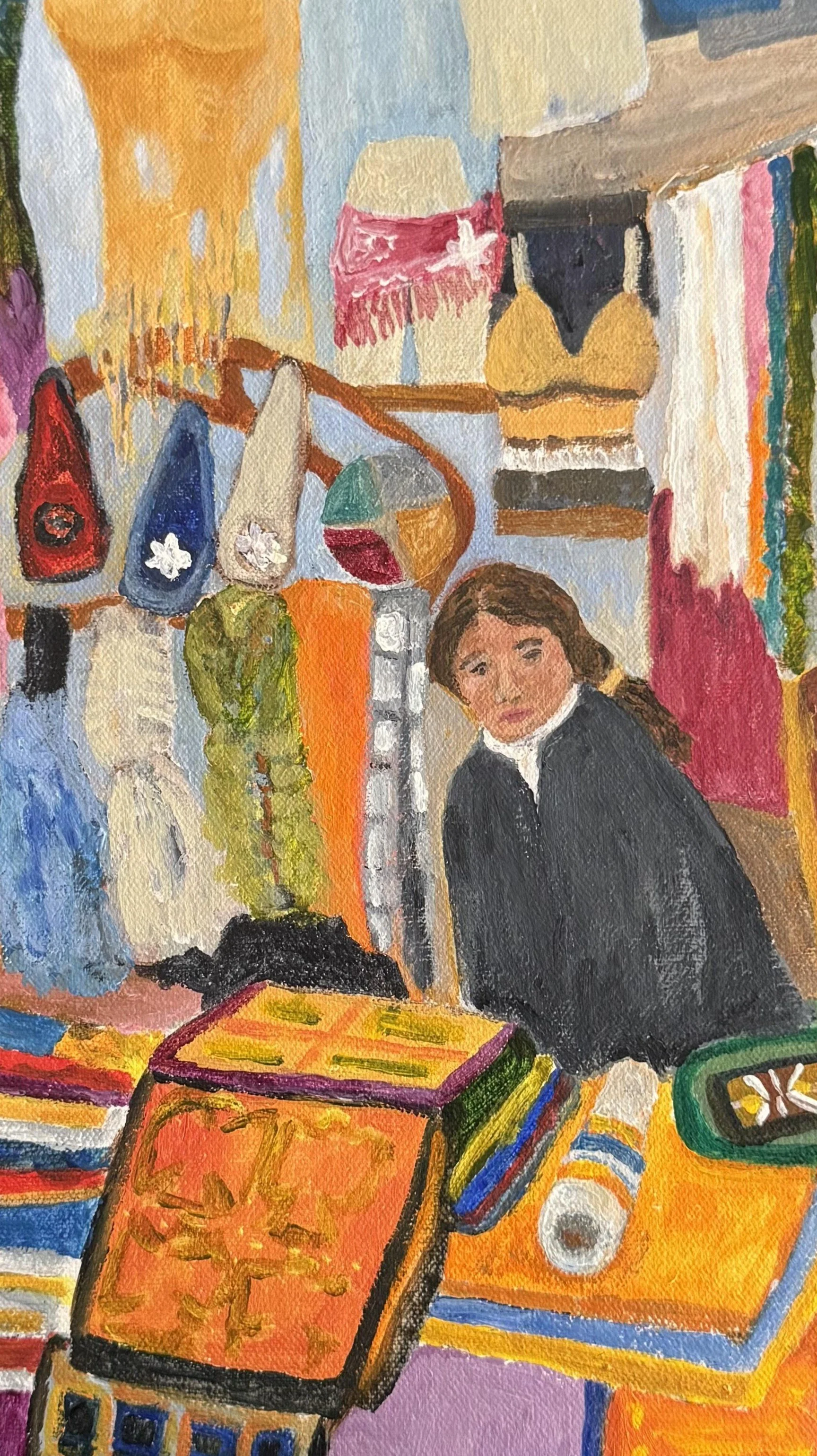 Evelina Okerstrom - Girl in Colombian Marketplace - Acrylic - 18" x 14" - $500 - eokerstrom22@gmail.com
