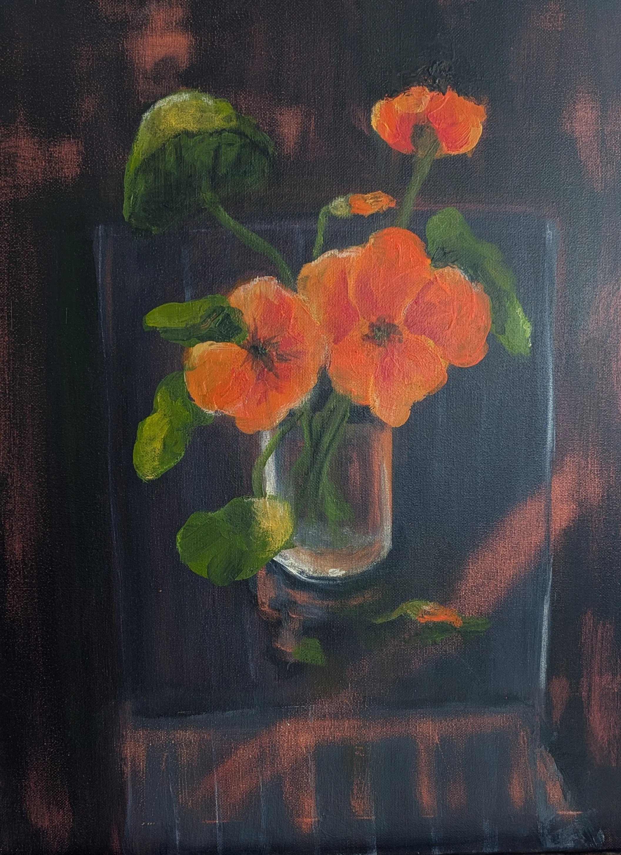 Gail Waters - Acrylic - 16"x20" - "Nasturtium Delight" - $225