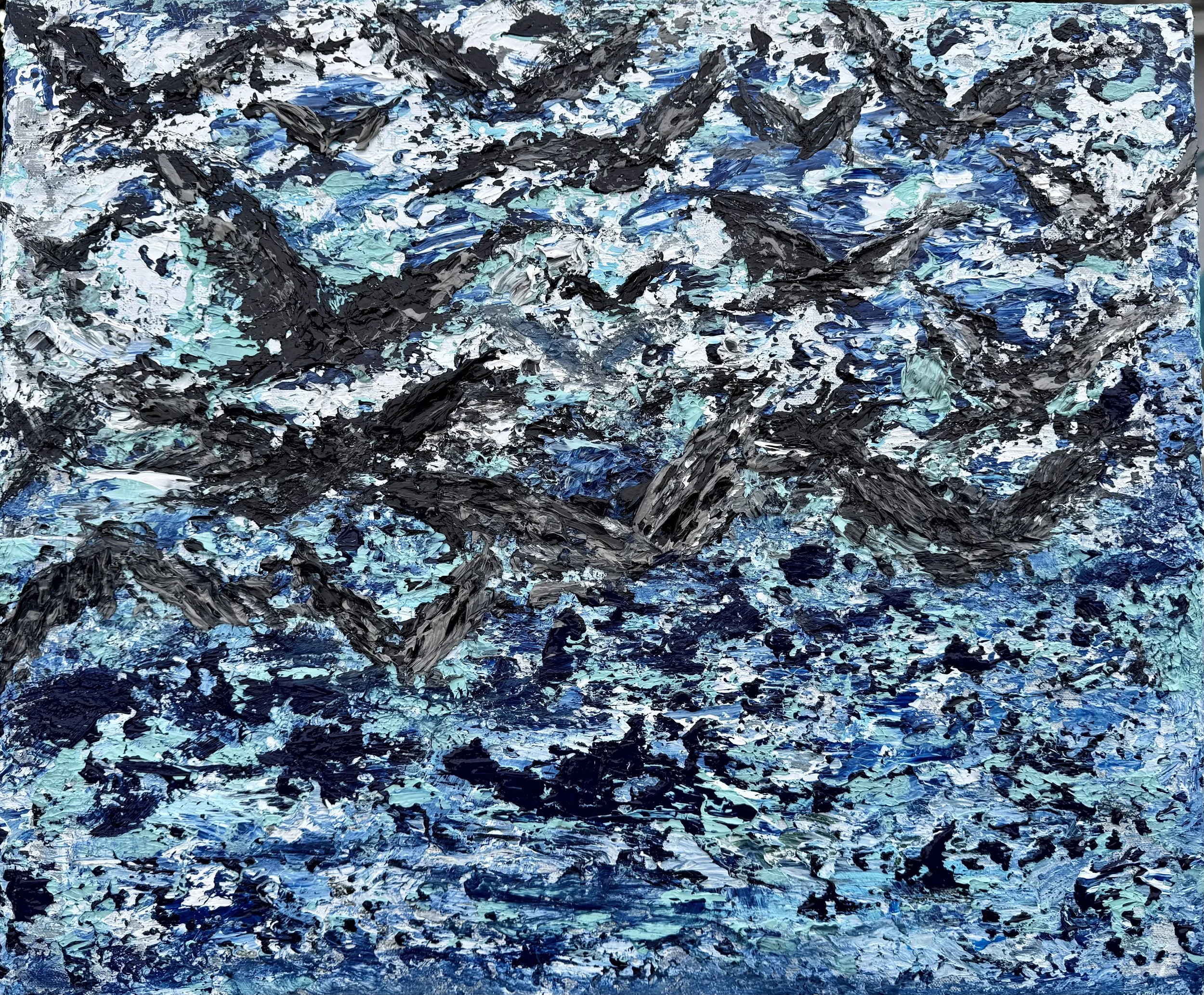 SOLD - Judi Jones- Acrylic Impasto- 20”x24”- “High Flight Together”- $550.00