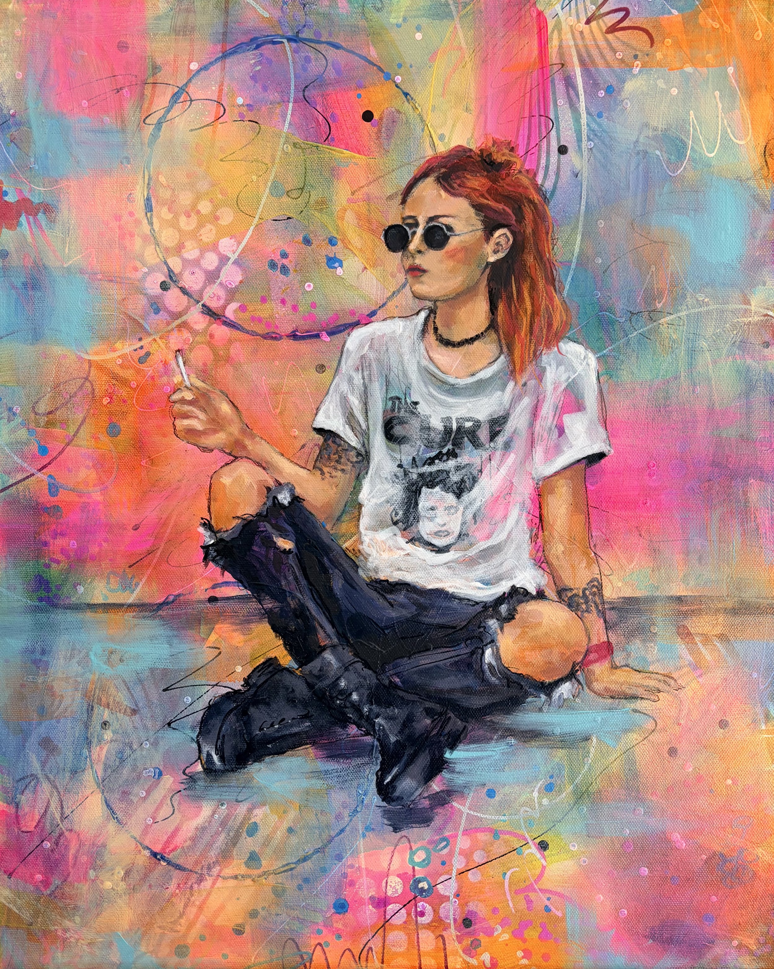 Unfiltered, In Technicolor - Michelle Delisle - Acrylic and Ink - 16" x 20" - $495 - michelleadelisle@gmail.com