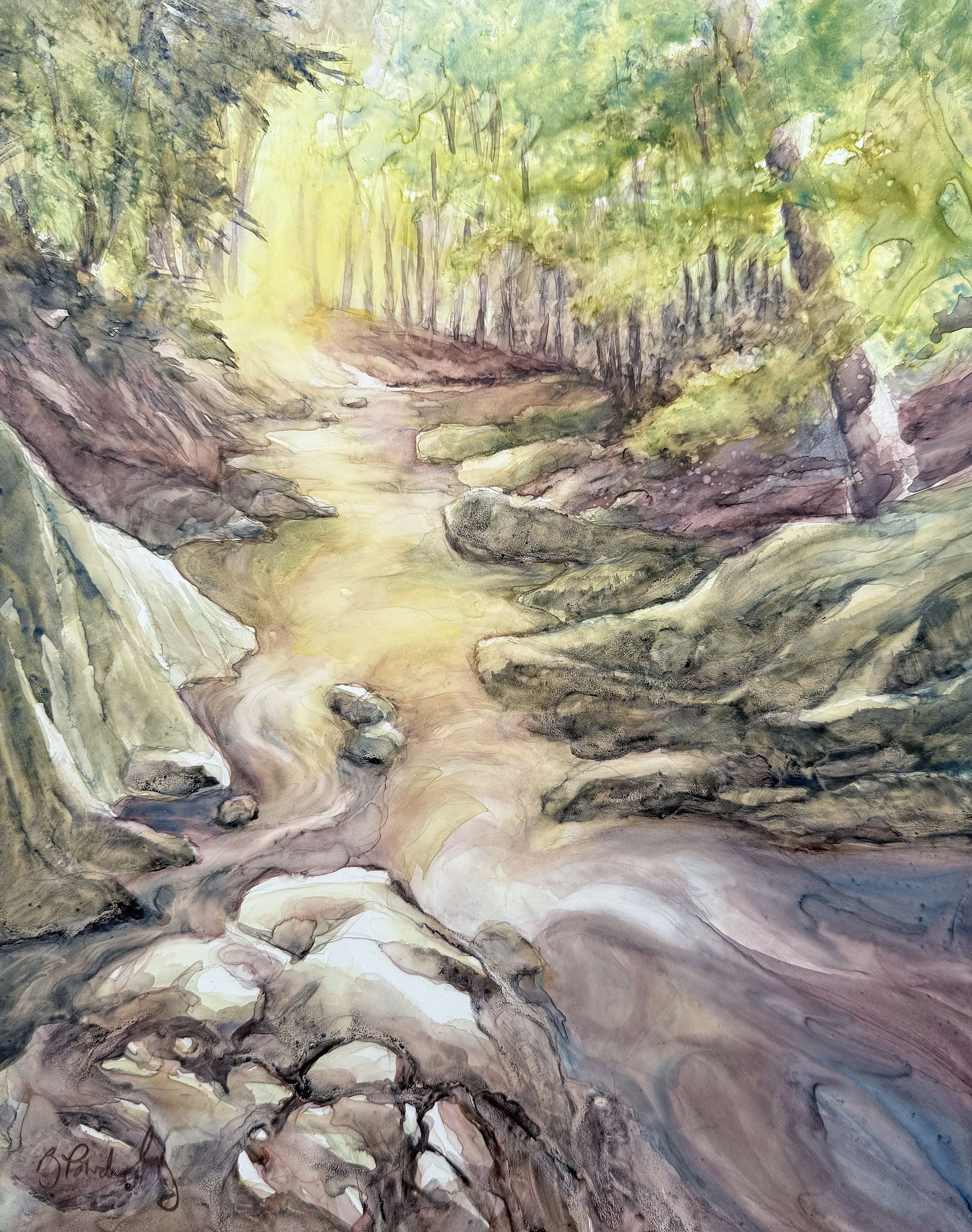 Radiant Waters, Barbara Powderly, Watercolor, 14” x 11”, $280, designbypowderly@gmail.com