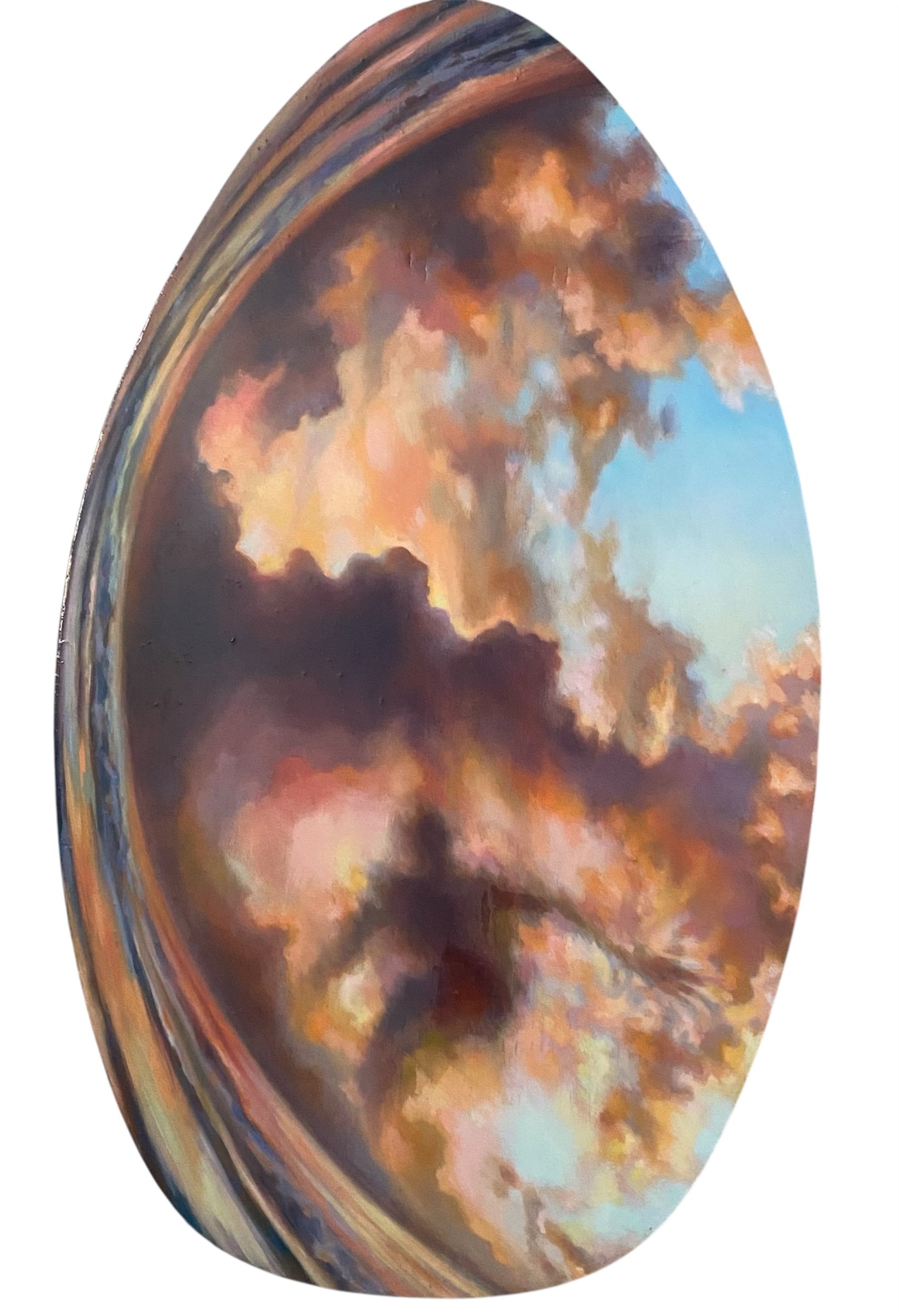 Erin McCullough - Oil on Skimboard - 35”x20” - "Cloud Surfer" - $500