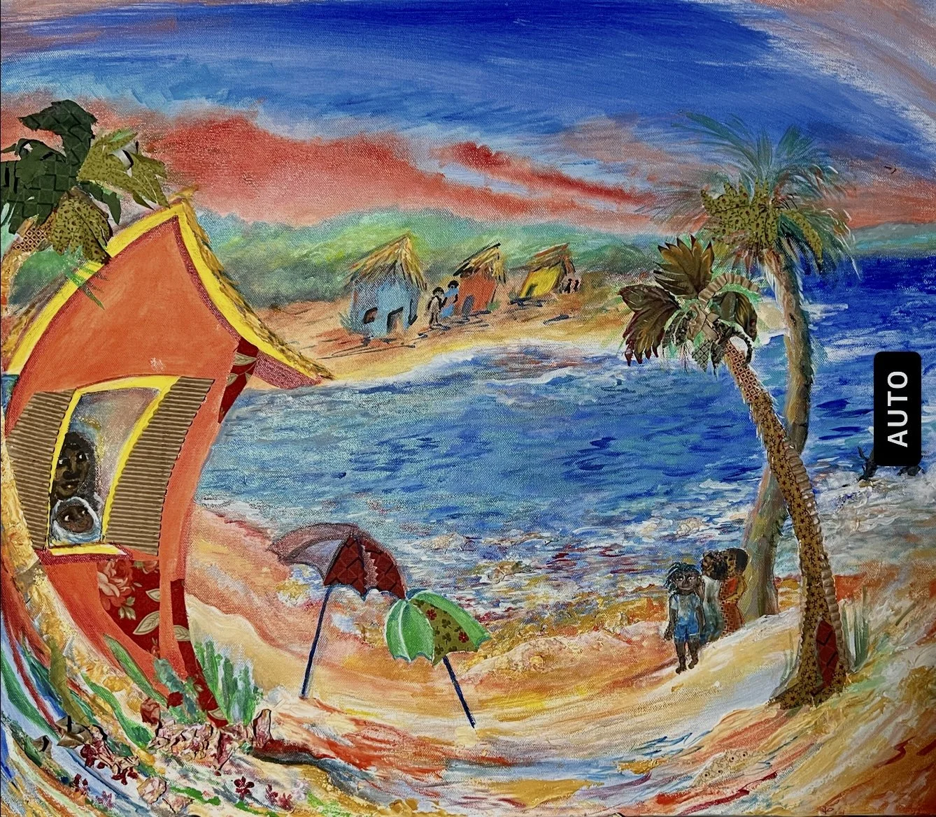 Huts by the Sea; Linda Fisher; Acrylic; 24"x30"; $275; cherrypie1951@yahoo.com
