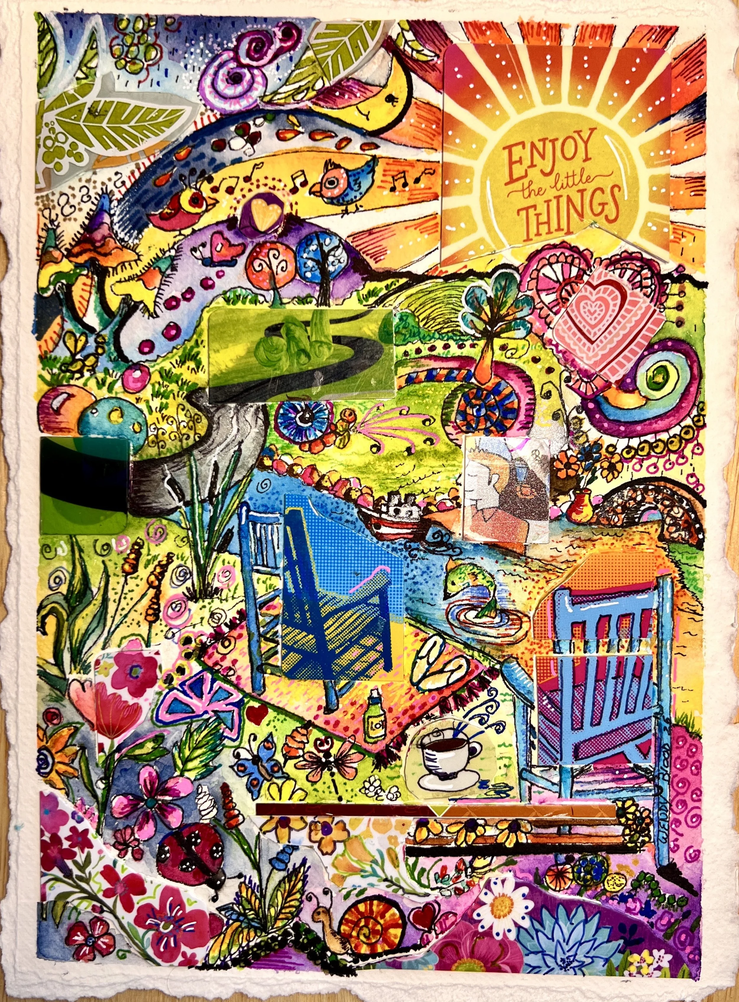 SOLD - Wendy Blood- Mixed- 11"x14"- "Enjoy the Little Things"- $145