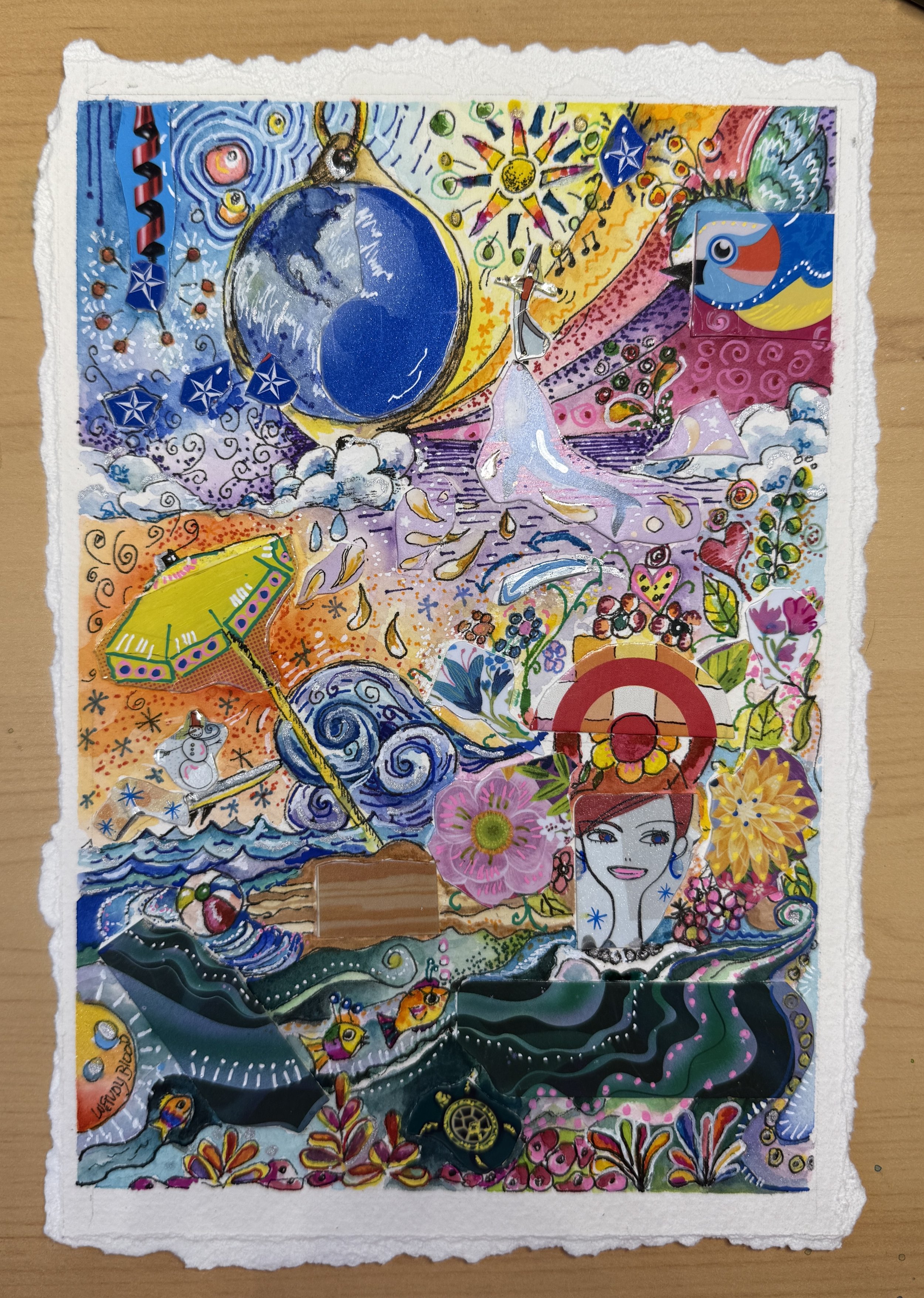Wendy Blood - Life Giving Latitude. - Mixed Media (recycled credit cards) - 10.5" x 13.5" - $155 - artzwr1224@gmail.com