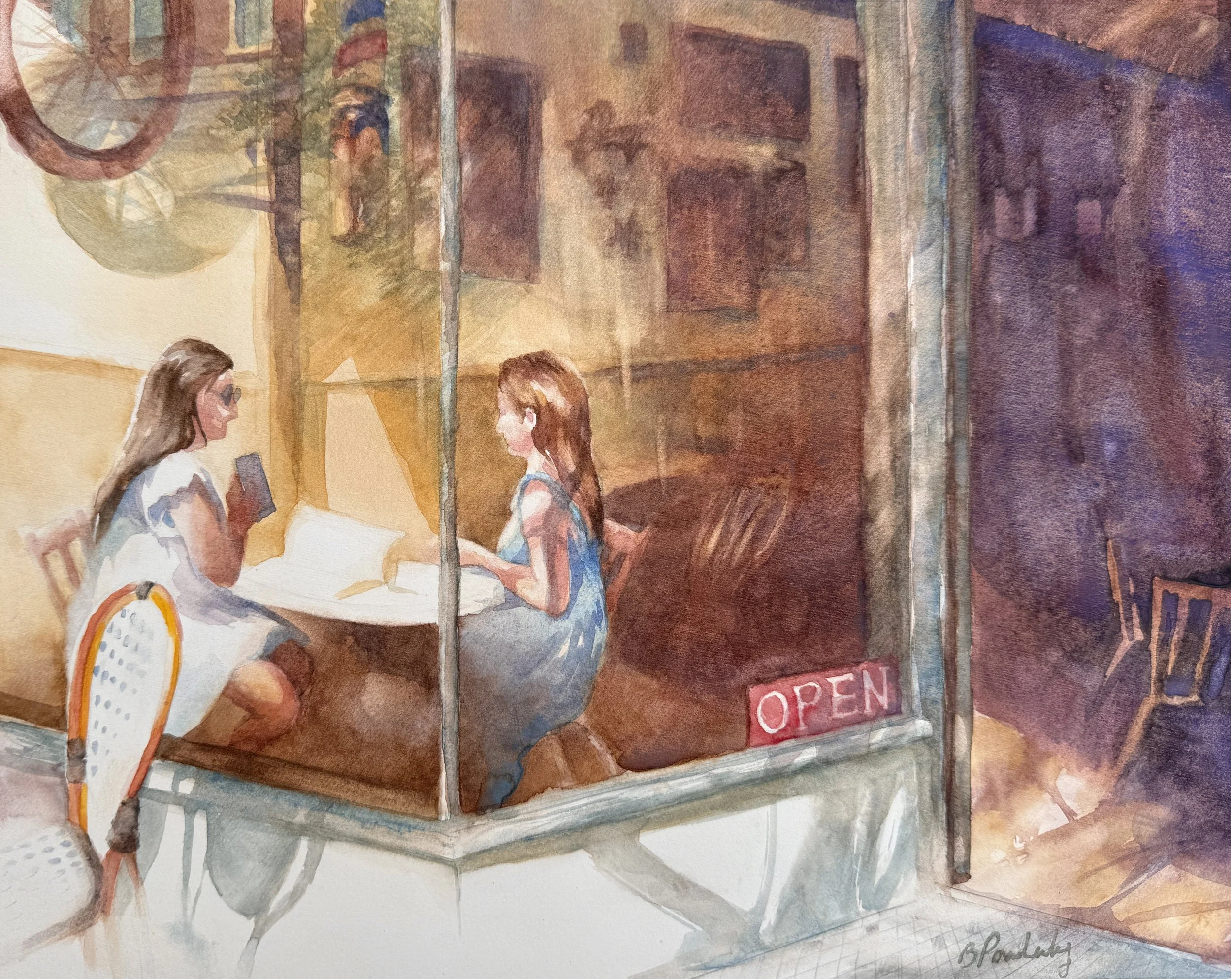 Barbara Powderly- Watercolor- 11”x14”- “Time to Connect”- $320