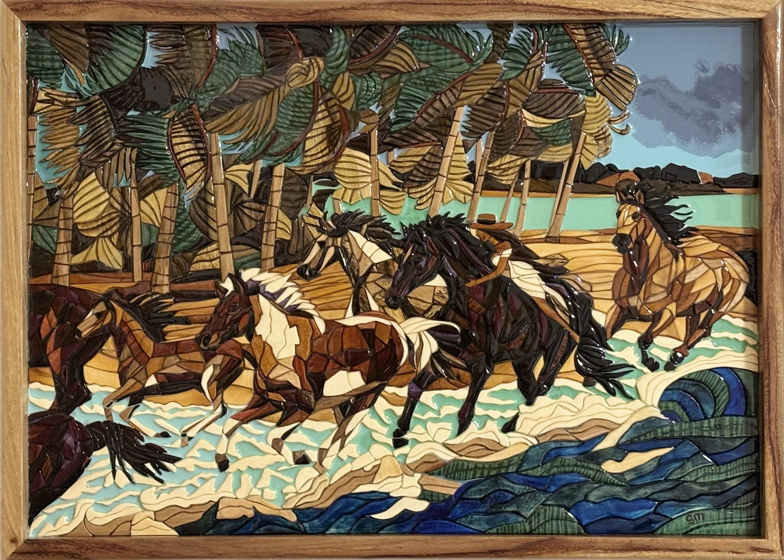 Gabrielle McNeese - A Storm is Coming - Wood Intarsia / Epoxy Resin - 21" x 29" - $1,250 - gabriellemcneese@yahoo.com