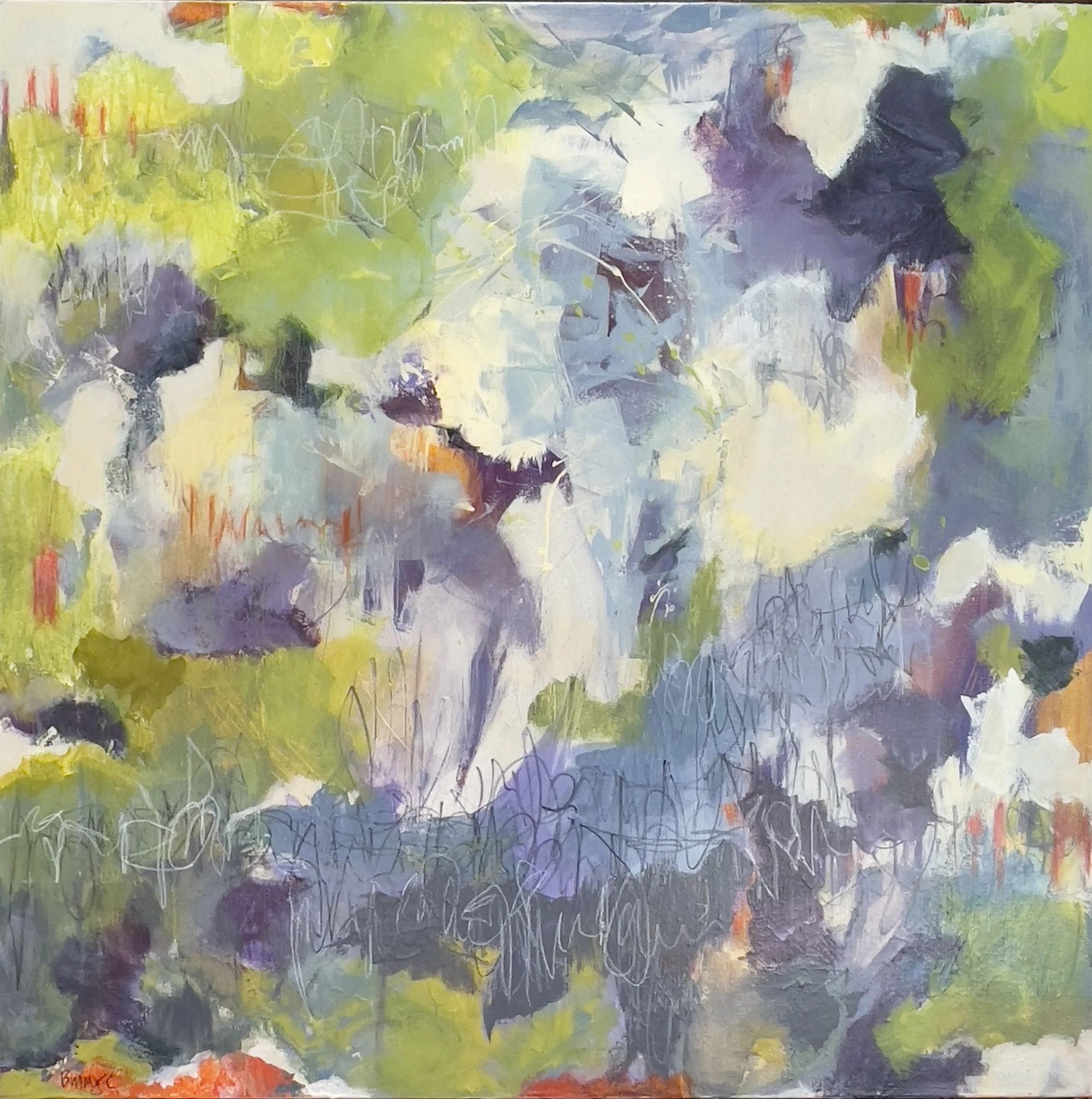 Eyes on the Sky, Elizabeth Bhimjee, Acrylic/Mixed Media, 36” x 36 “, $2,500, ebbhimjee@gmail.com