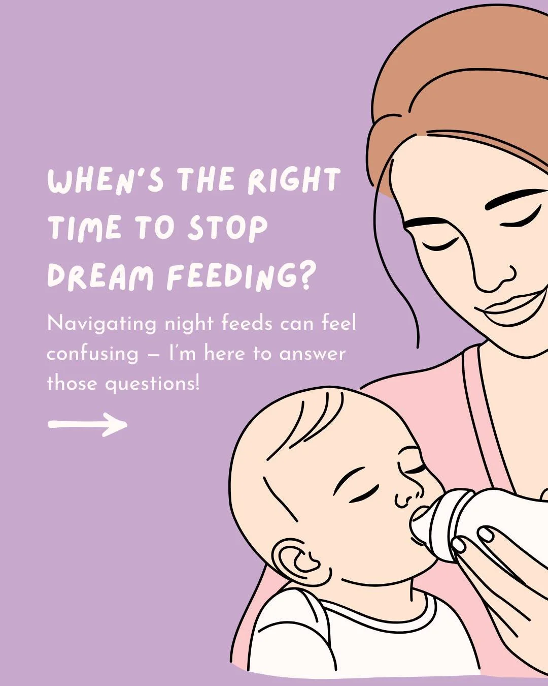 Every baby is different, but here are a few signs your little one might be ready to stop dream feeds:

✔️ They&rsquo;re growing well and getting enough calories during the day
✔️ They wake out of habit, not true hunger
✔️ They&rsquo;re able to go bac