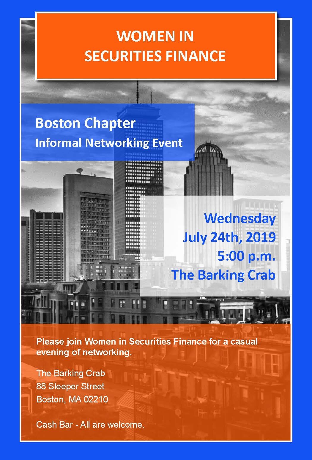 Events Boston Informal Event 2019 — Women in Securities Finance