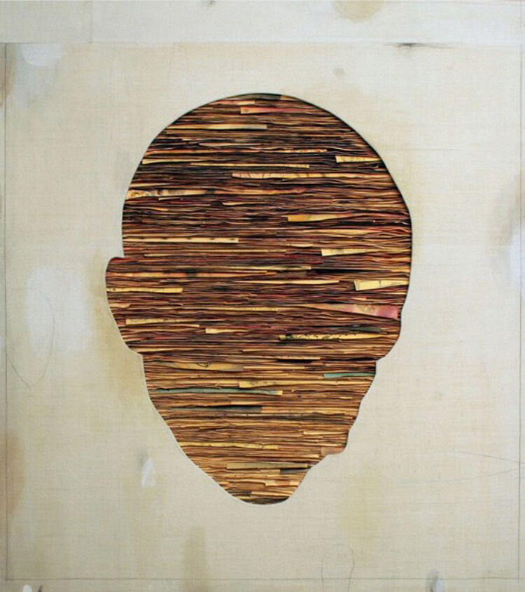 Untitled, 2011, mixed media on paper and canvas on wood, 140 x 125 cm