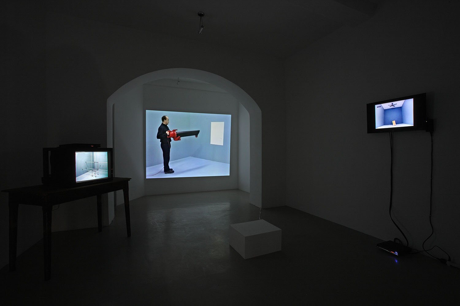 Twenty Six (Drawing and Falling Things), Table and Chairs, 2001, video installation