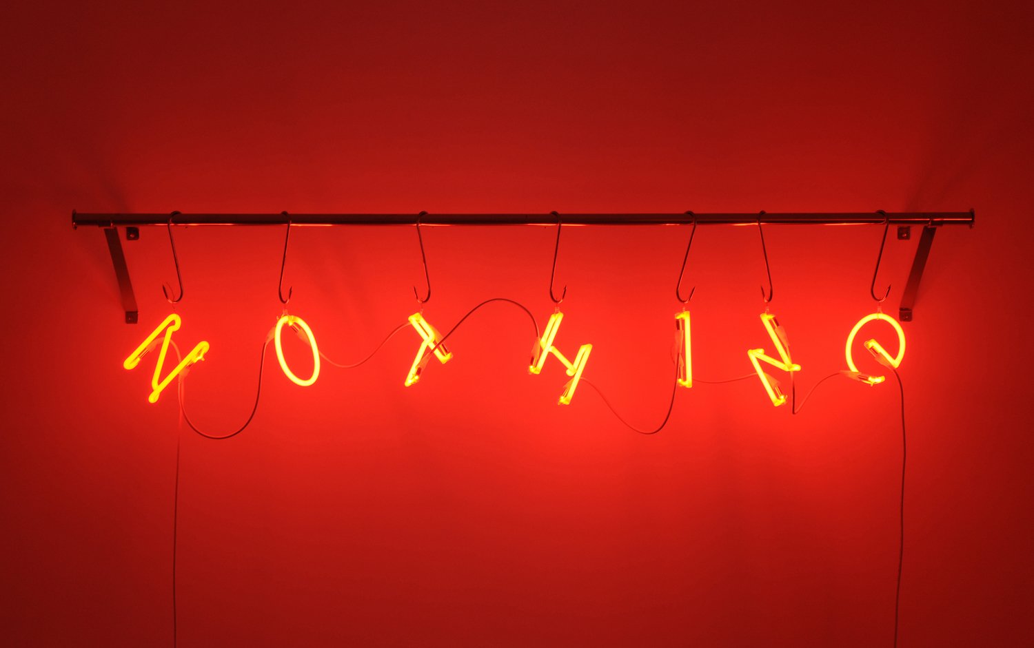 Red Nothing, 2007, stainless steel and luminous neon, 200 x 40 x 37 cm 