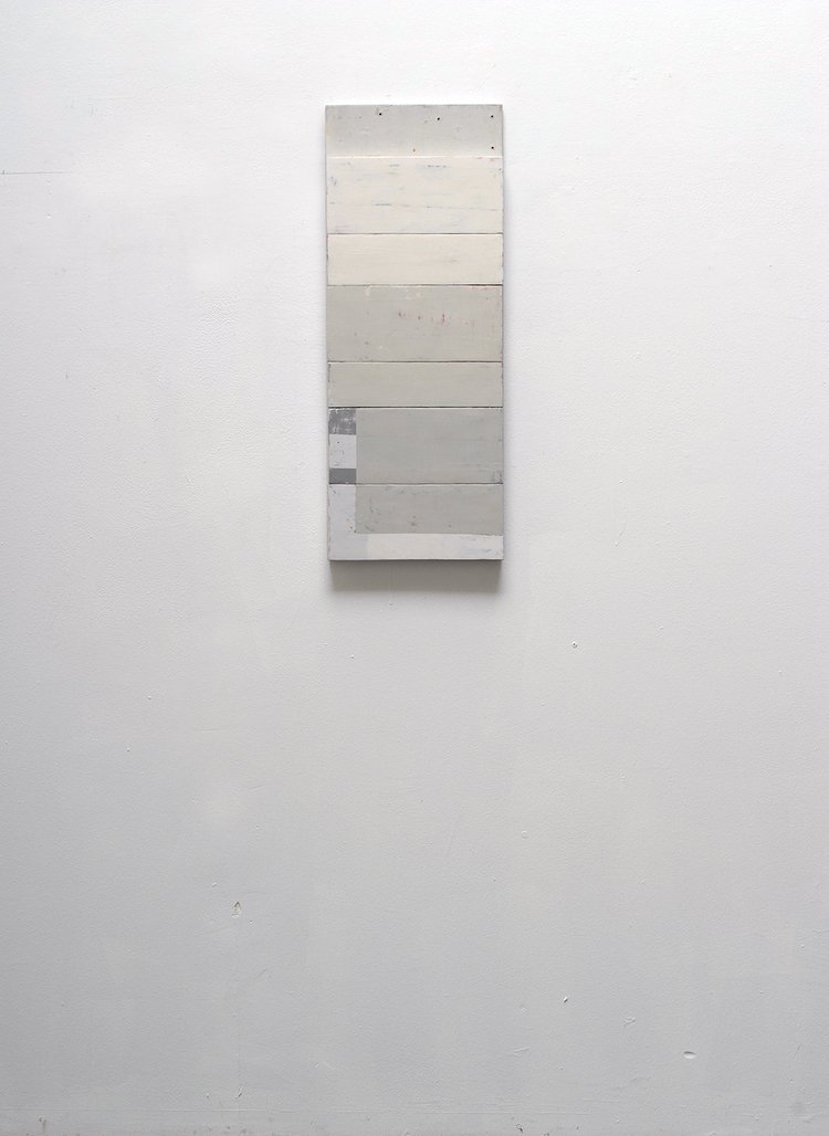 Steve Riedell, Basement Windows, 2007, oil, wax, canvas and wood, 61 x 23,4 x 4,4 cm